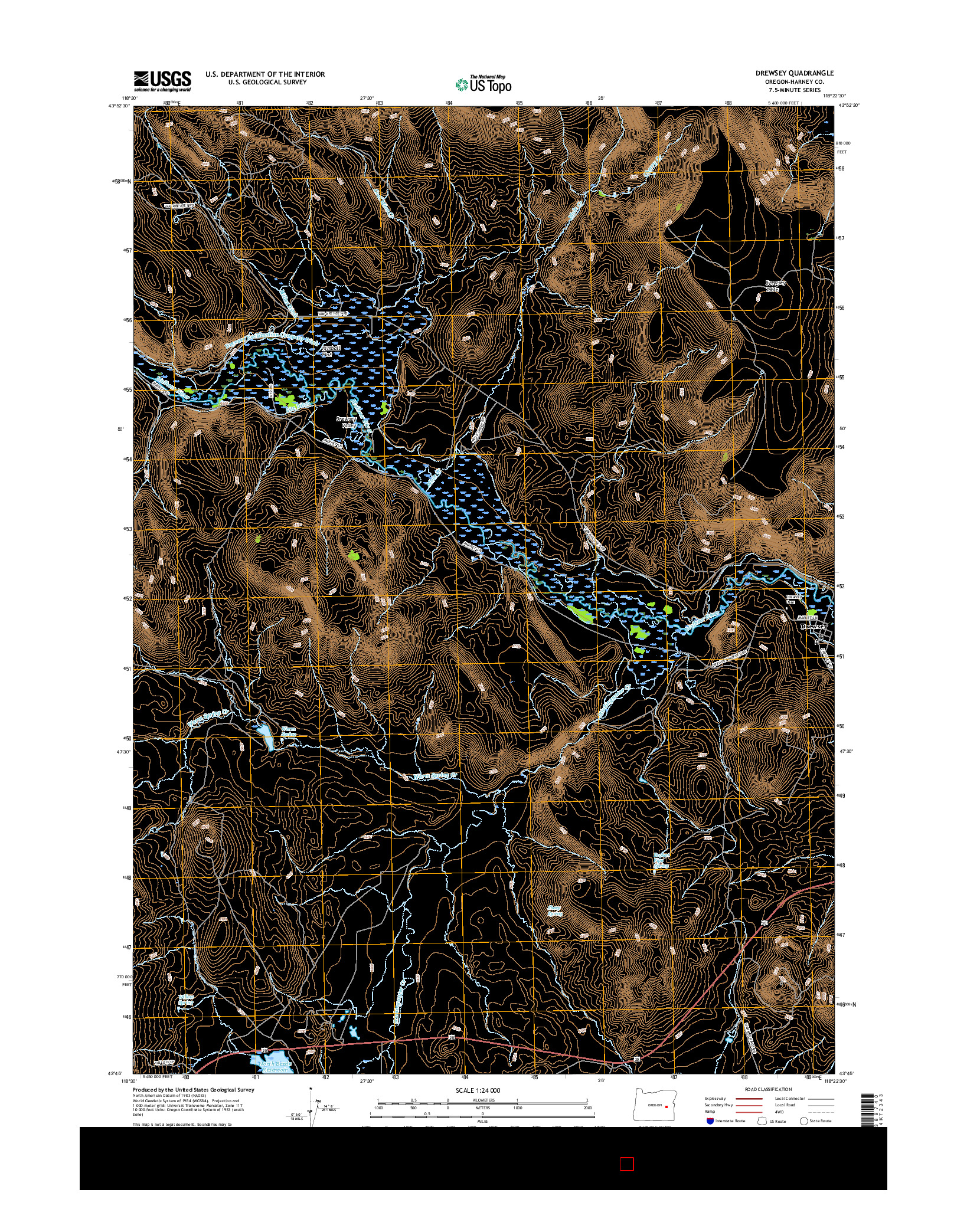 USGS US TOPO 7.5-MINUTE MAP FOR DREWSEY, OR 2017