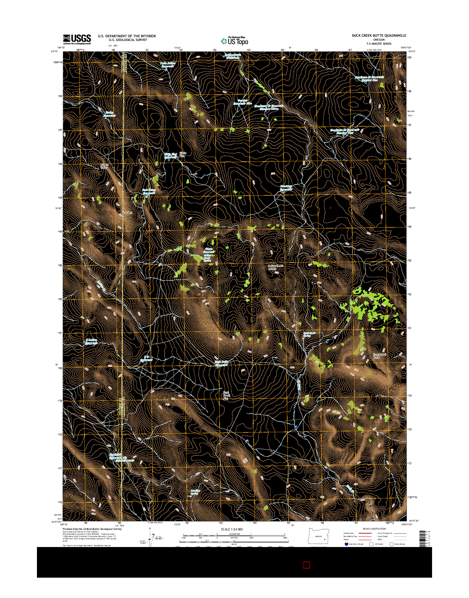 USGS US TOPO 7.5-MINUTE MAP FOR DUCK CREEK BUTTE, OR 2017