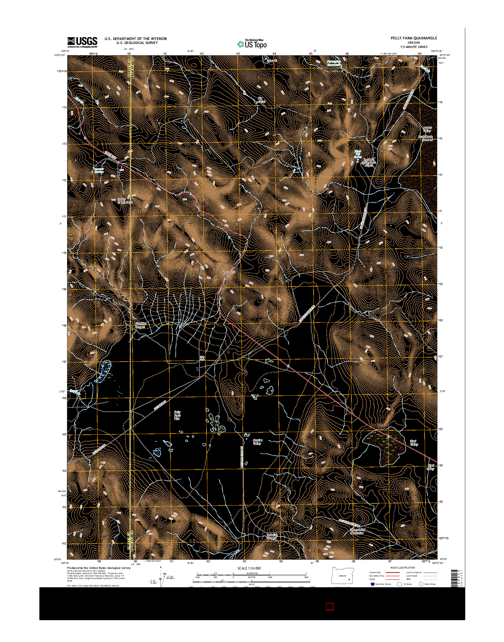 USGS US TOPO 7.5-MINUTE MAP FOR FOLLY FARM, OR 2017