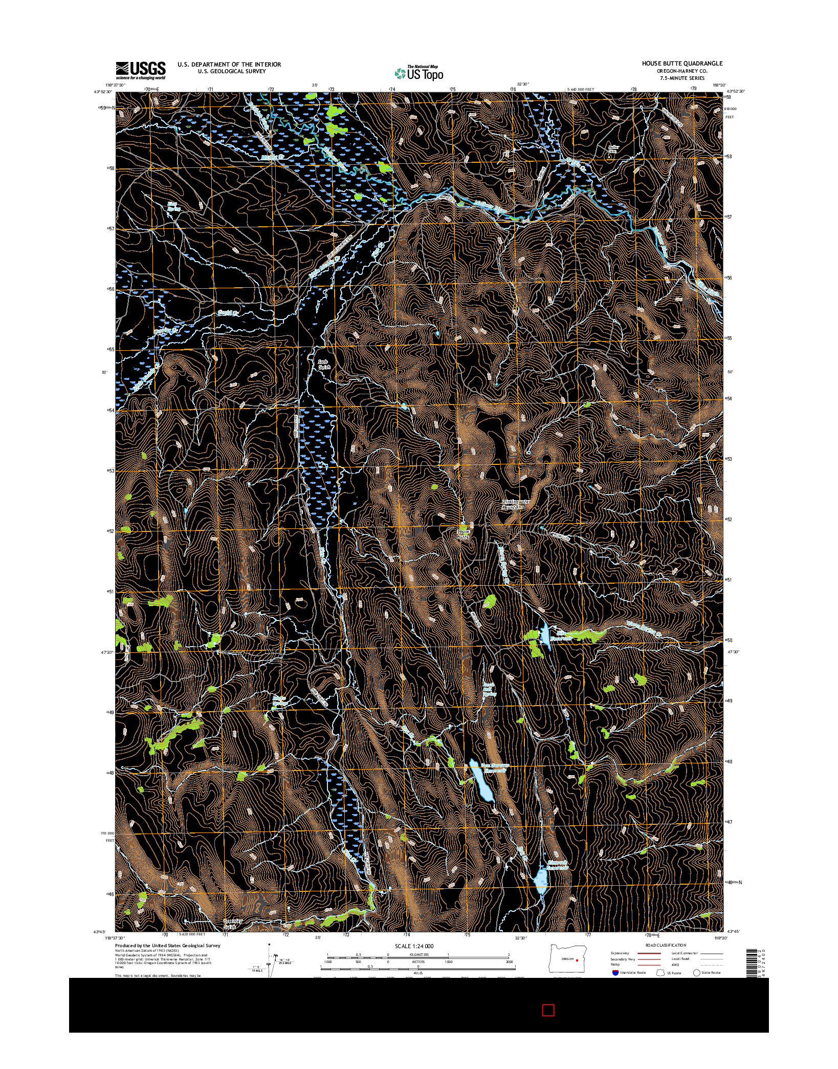 USGS US TOPO 7.5-MINUTE MAP FOR HOUSE BUTTE, OR 2017