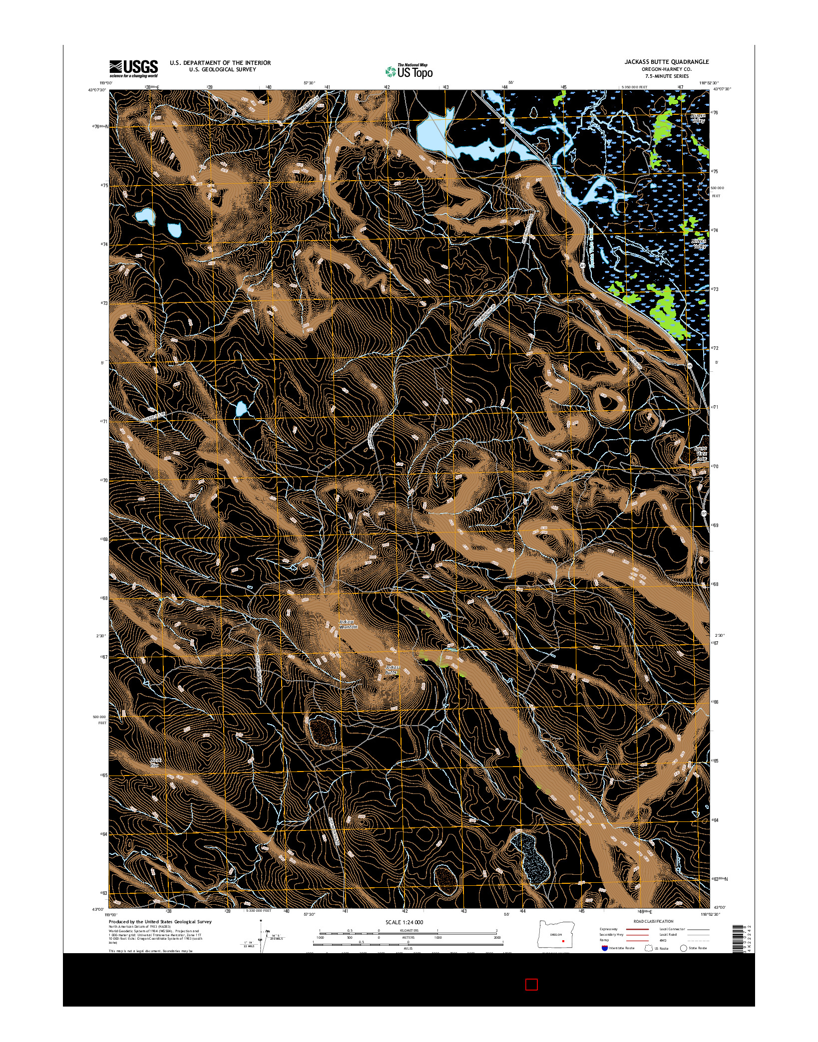 USGS US TOPO 7.5-MINUTE MAP FOR JACKASS BUTTE, OR 2017