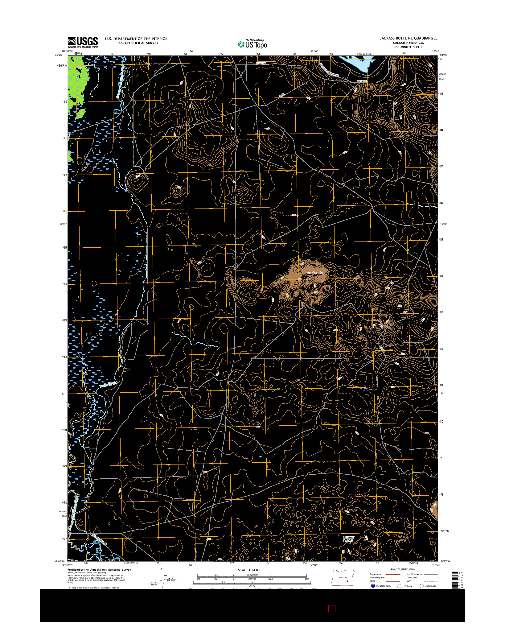 USGS US TOPO 7.5-MINUTE MAP FOR JACKASS BUTTE NE, OR 2017