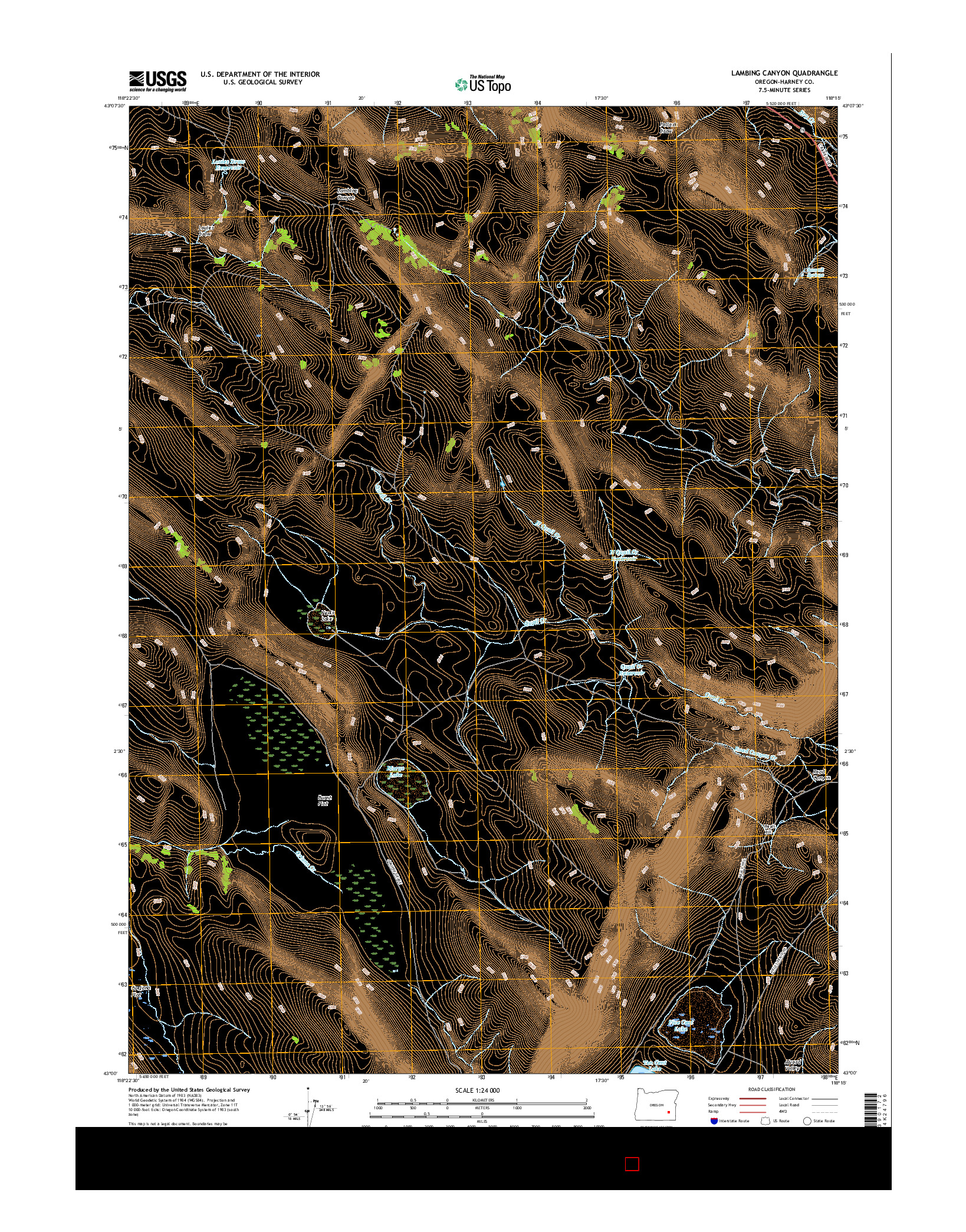USGS US TOPO 7.5-MINUTE MAP FOR LAMBING CANYON, OR 2017