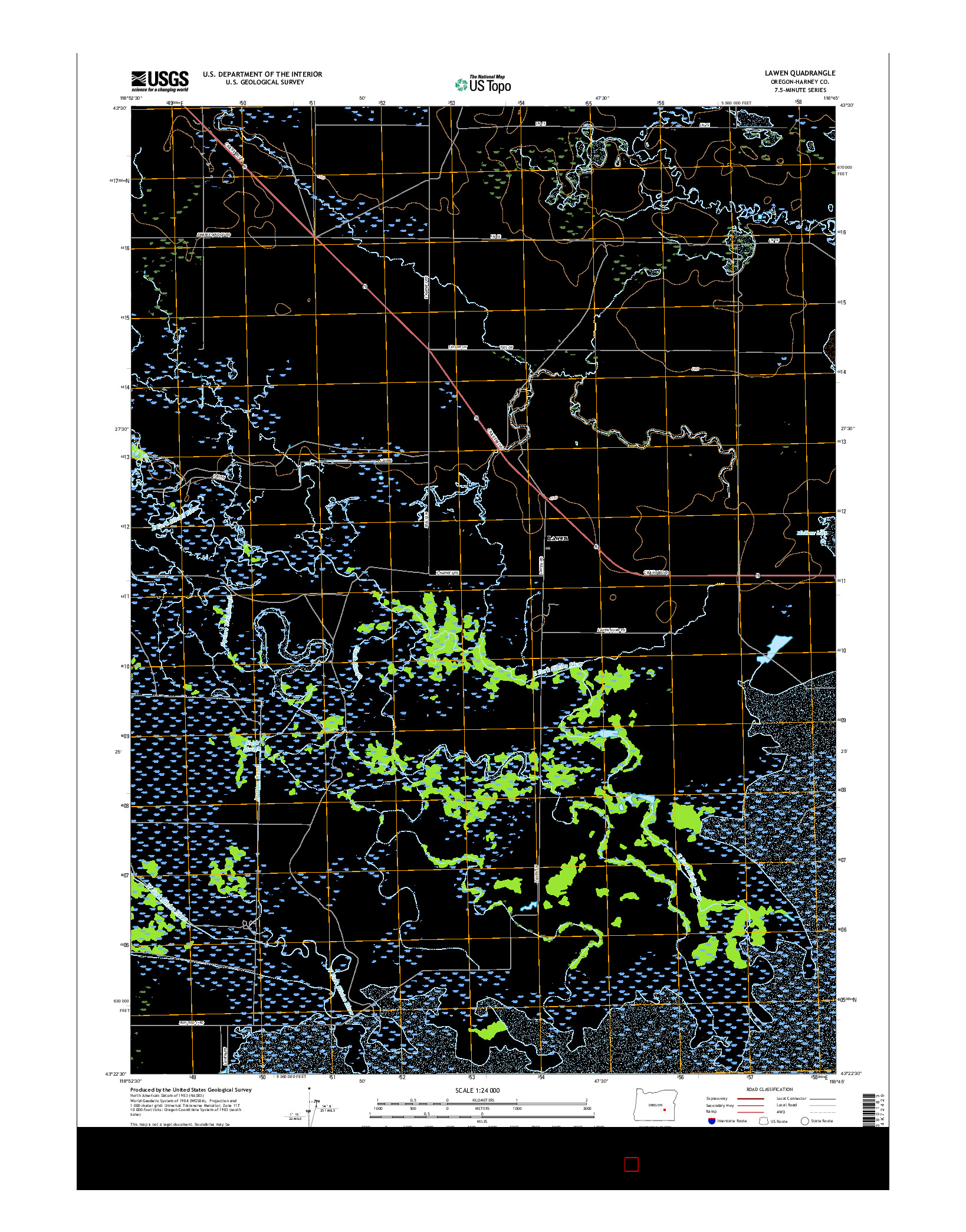 USGS US TOPO 7.5-MINUTE MAP FOR LAWEN, OR 2017