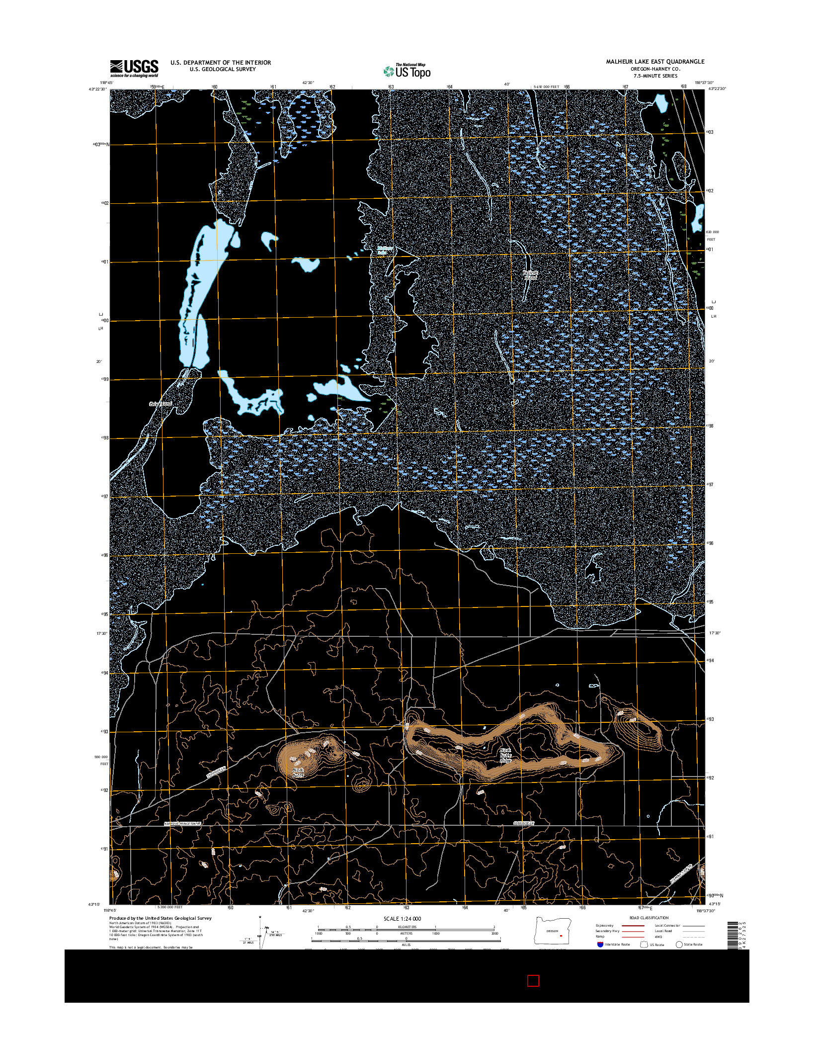 USGS US TOPO 7.5-MINUTE MAP FOR MALHEUR LAKE EAST, OR 2017