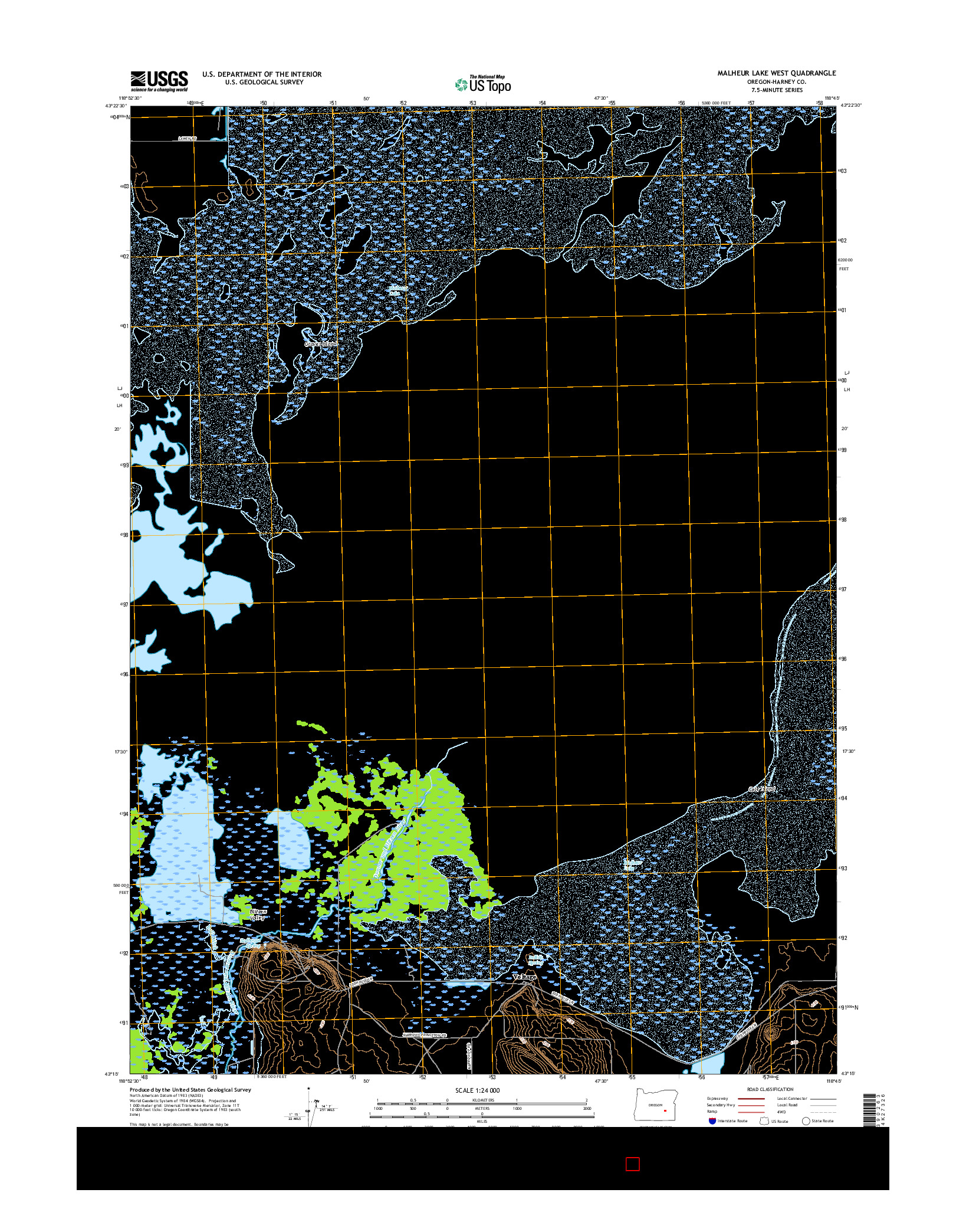 USGS US TOPO 7.5-MINUTE MAP FOR MALHEUR LAKE WEST, OR 2017