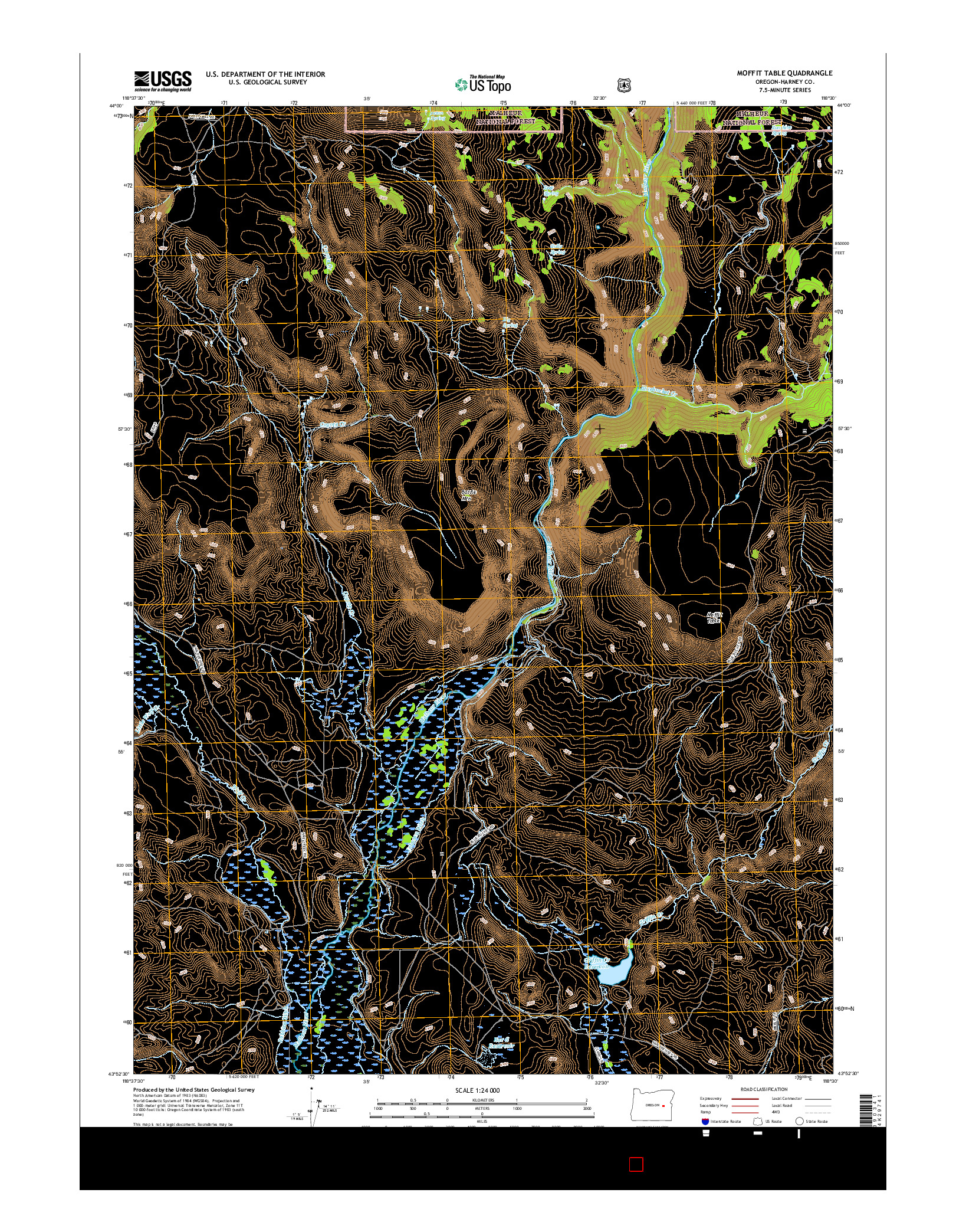 USGS US TOPO 7.5-MINUTE MAP FOR MOFFIT TABLE, OR 2017