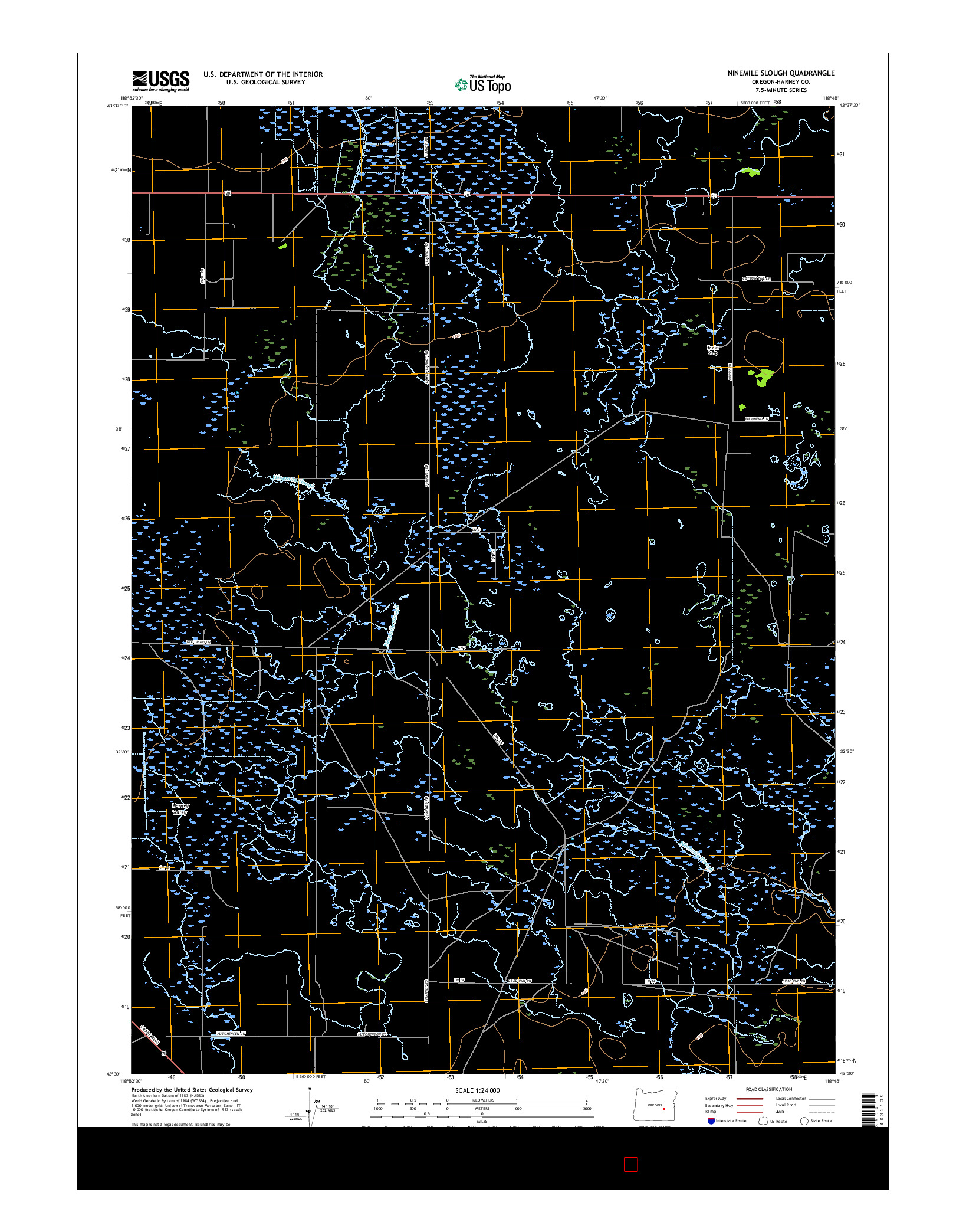 USGS US TOPO 7.5-MINUTE MAP FOR NINEMILE SLOUGH, OR 2017