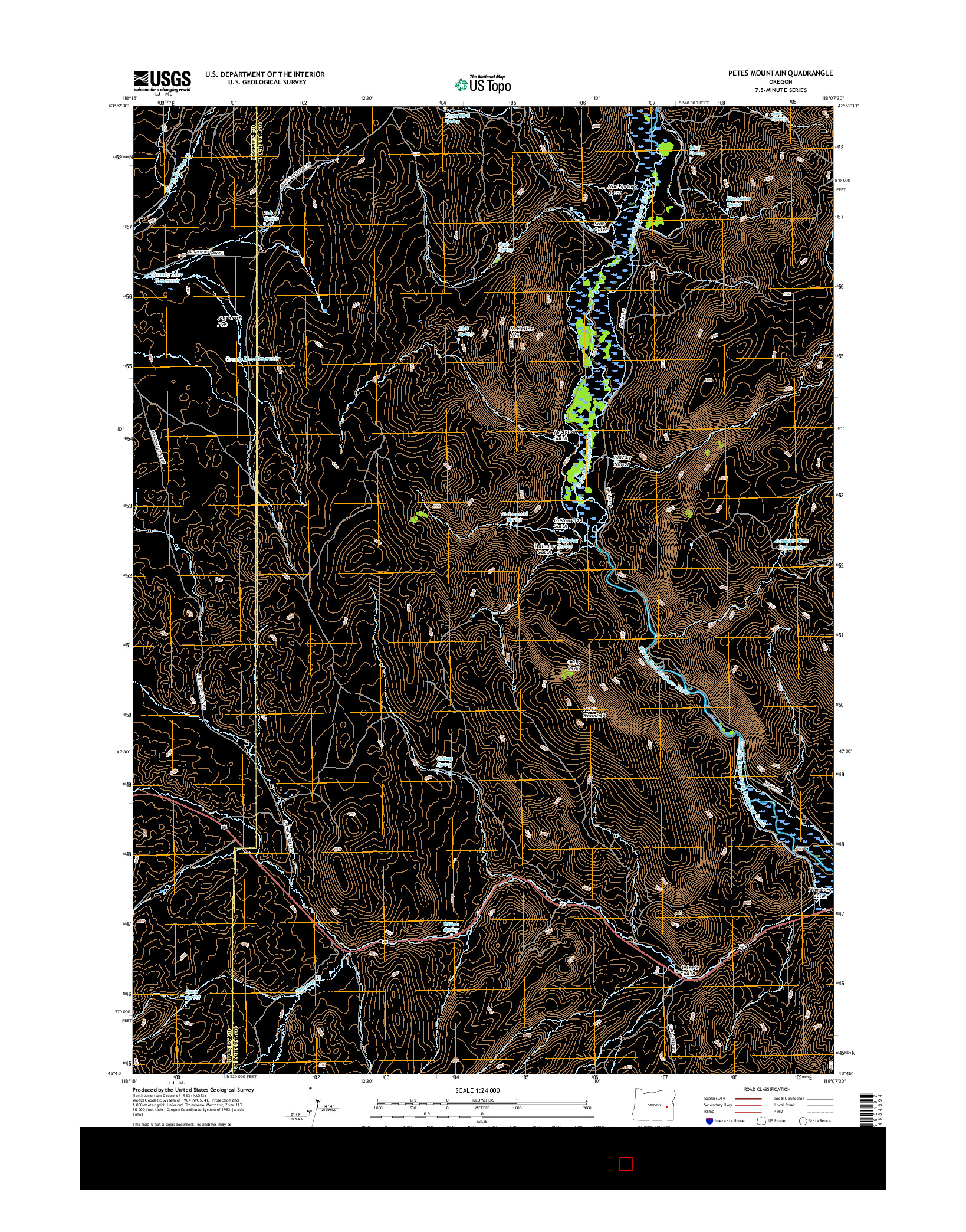 USGS US TOPO 7.5-MINUTE MAP FOR PETES MOUNTAIN, OR 2017