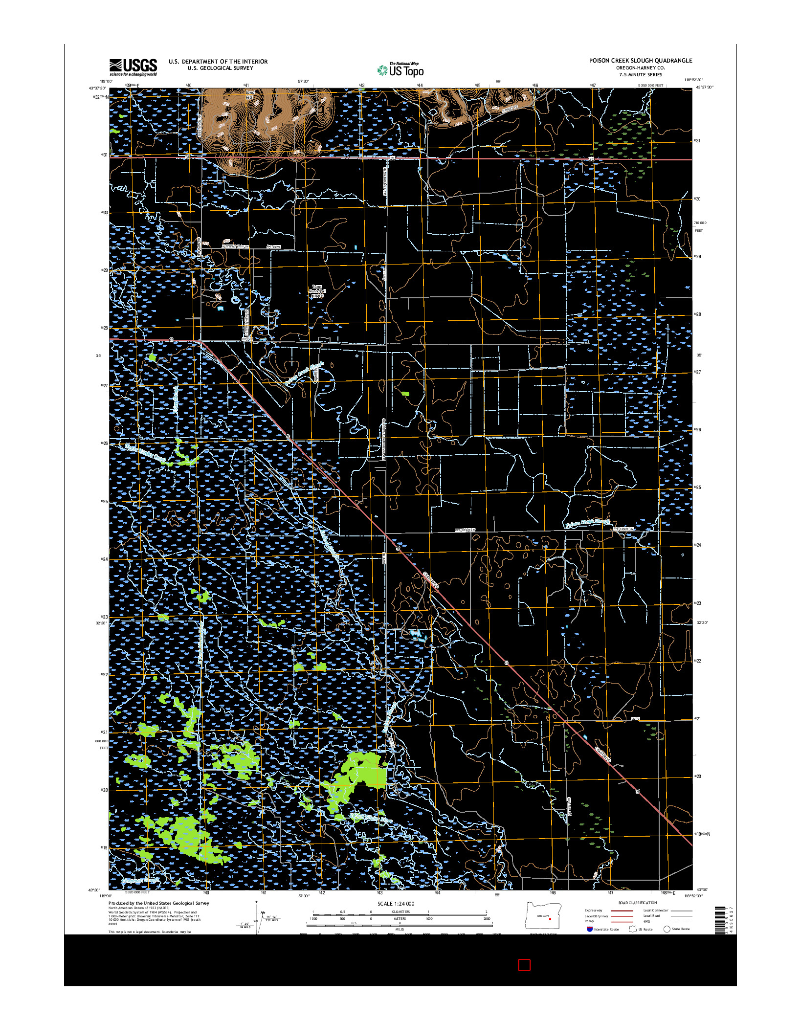 USGS US TOPO 7.5-MINUTE MAP FOR POISON CREEK SLOUGH, OR 2017