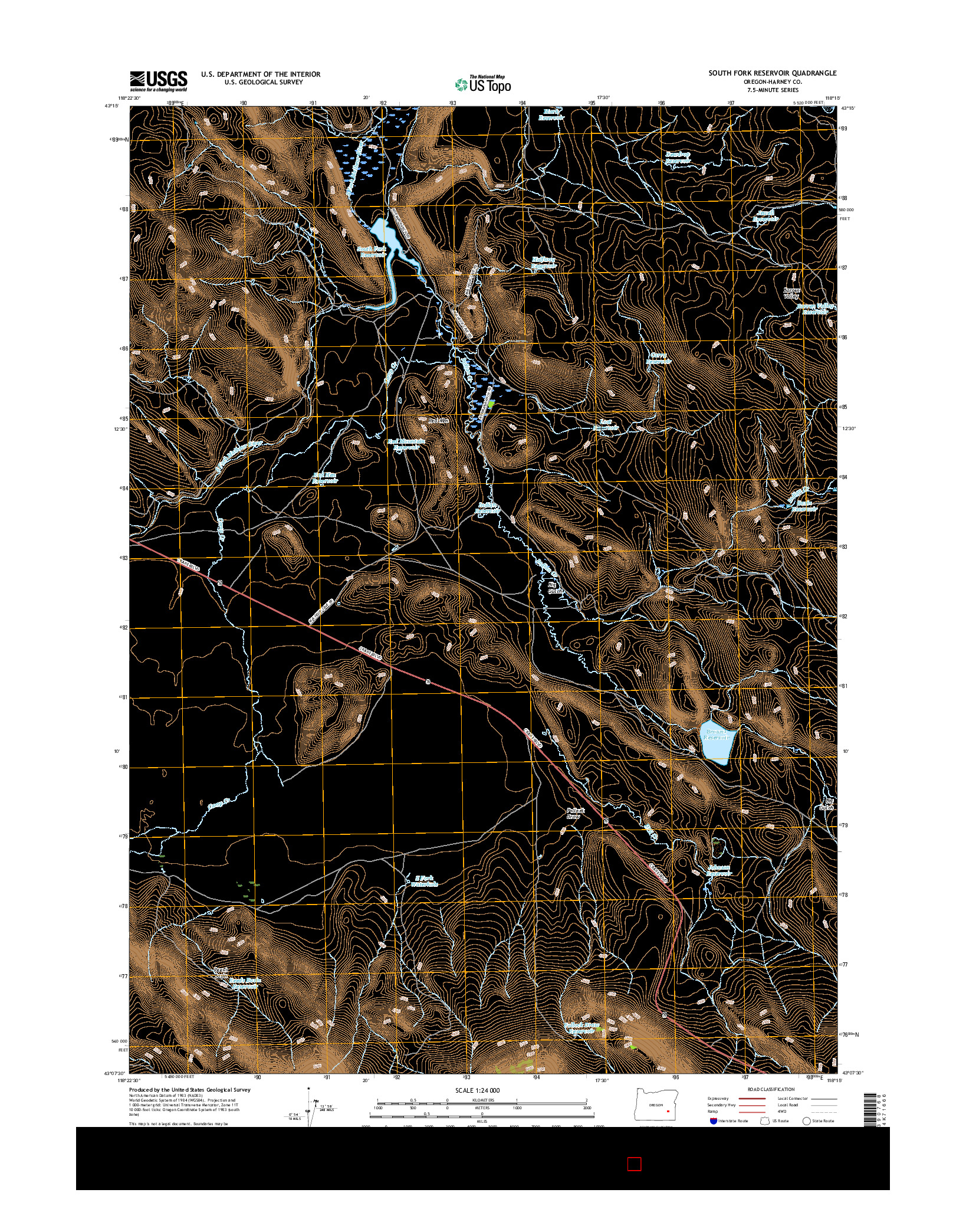 USGS US TOPO 7.5-MINUTE MAP FOR SOUTH FORK RESERVOIR, OR 2017