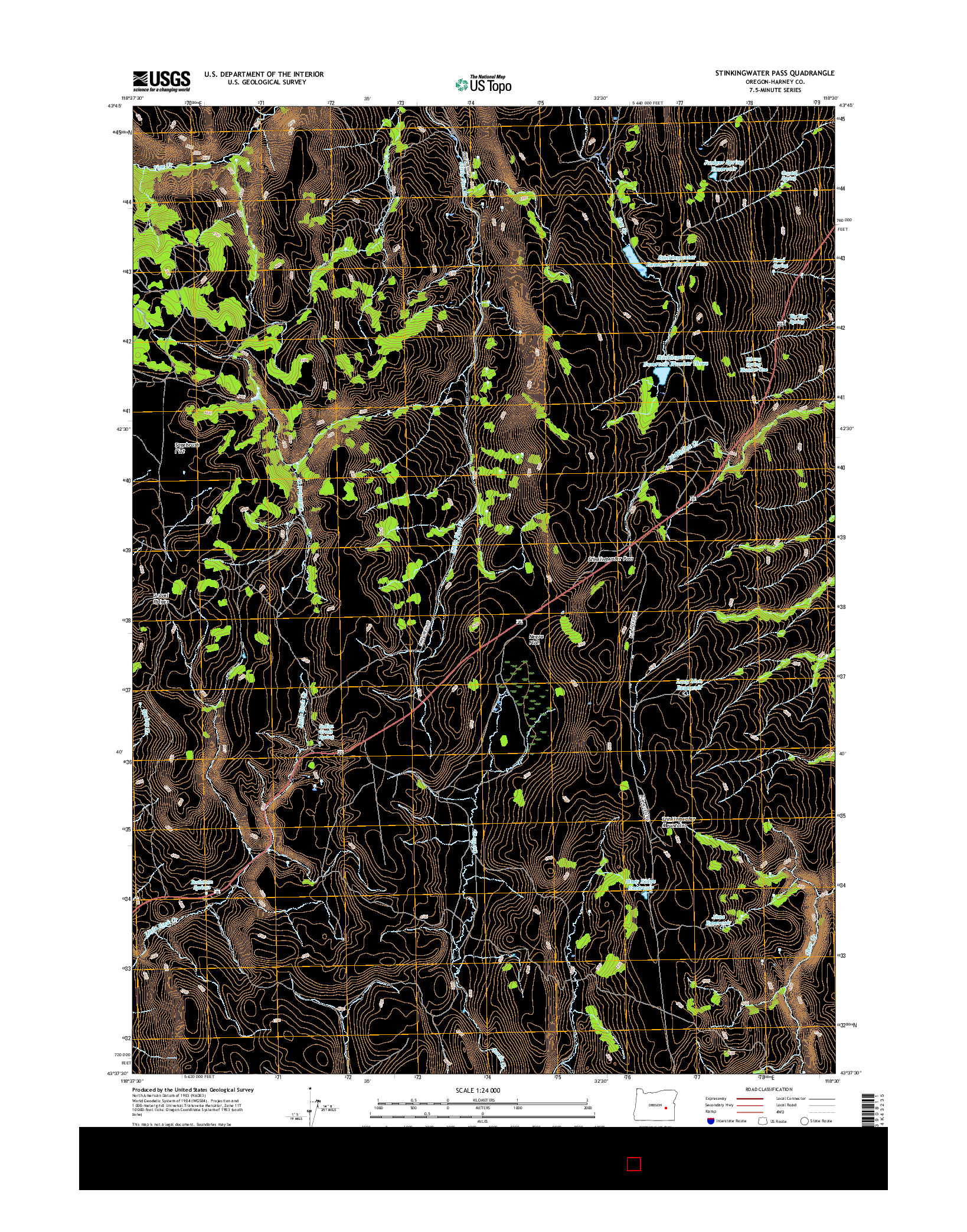 USGS US TOPO 7.5-MINUTE MAP FOR STINKINGWATER PASS, OR 2017