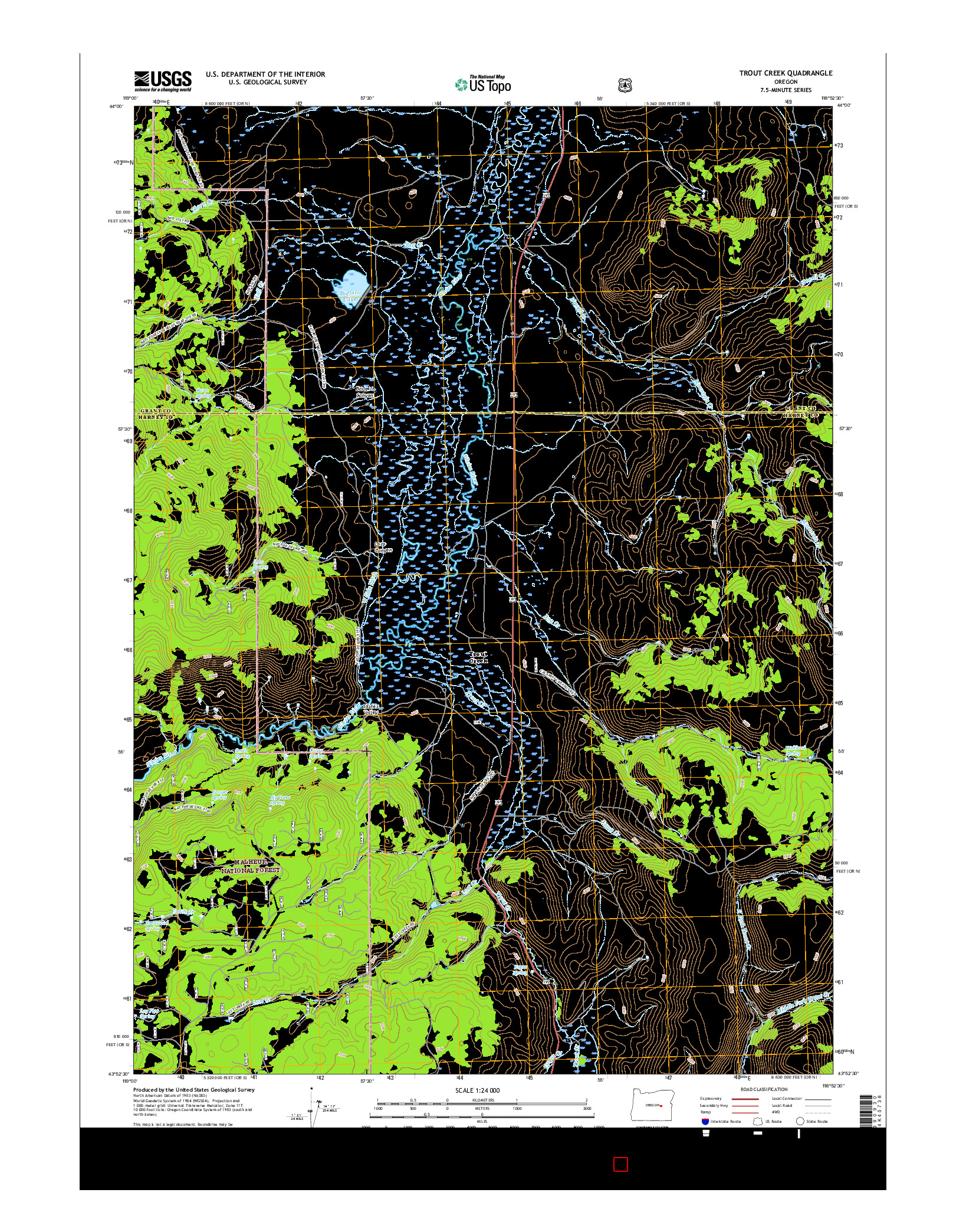 USGS US TOPO 7.5-MINUTE MAP FOR TROUT CREEK, OR 2017