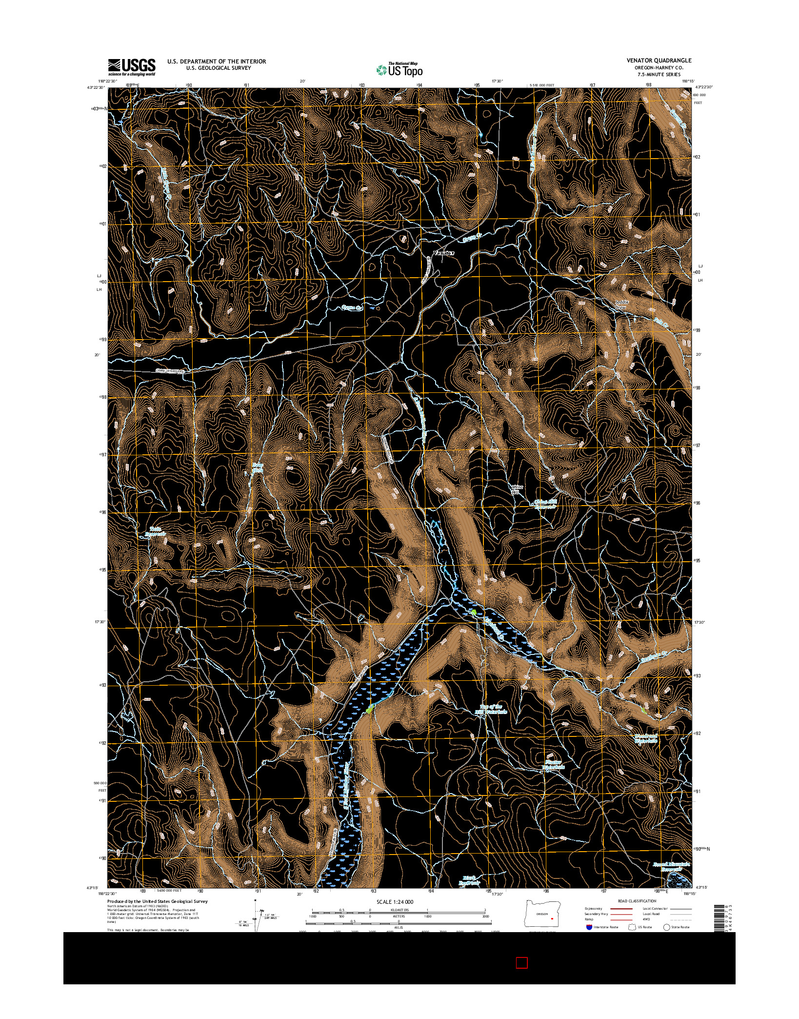 USGS US TOPO 7.5-MINUTE MAP FOR VENATOR, OR 2017