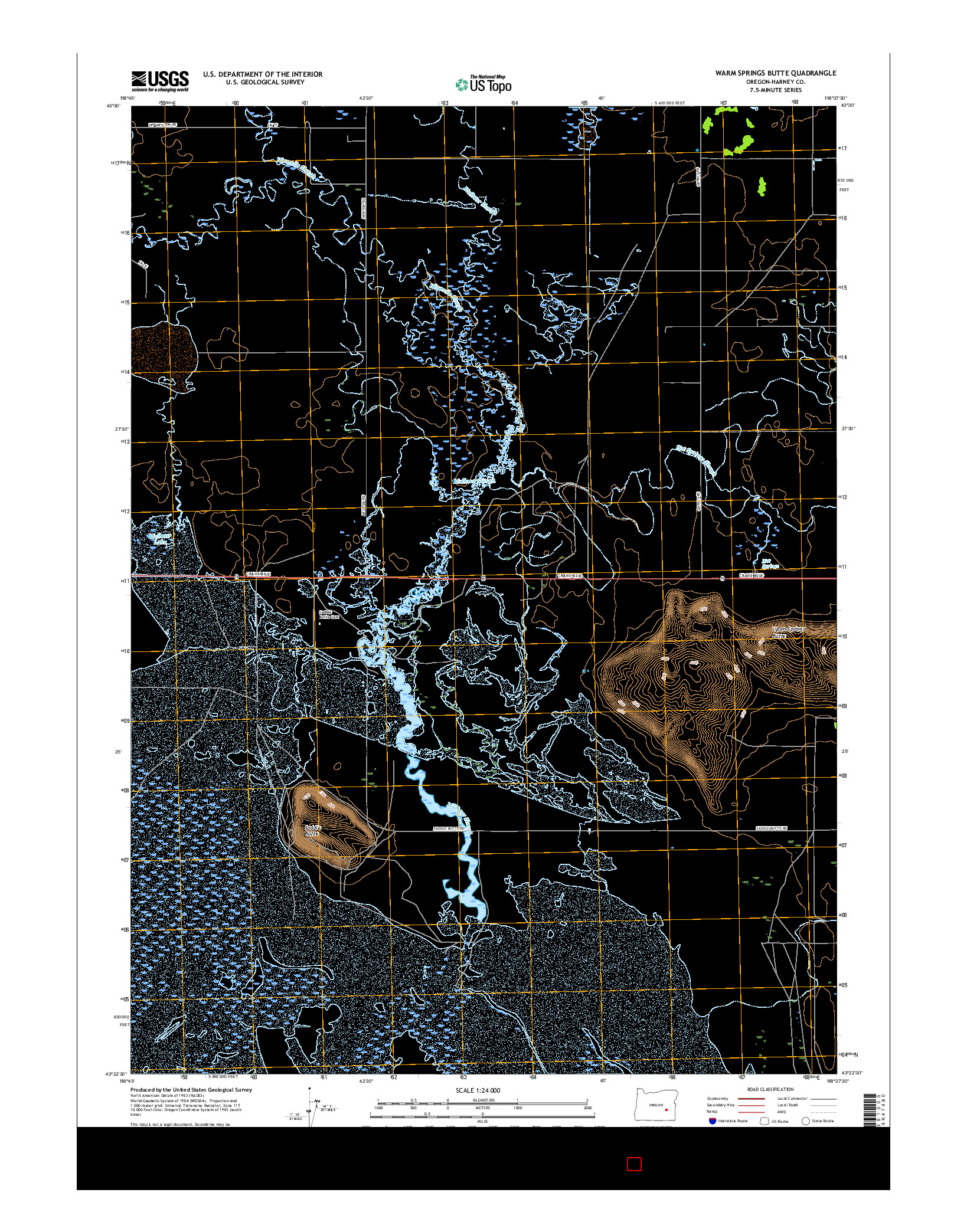 USGS US TOPO 7.5-MINUTE MAP FOR WARM SPRINGS BUTTE, OR 2017
