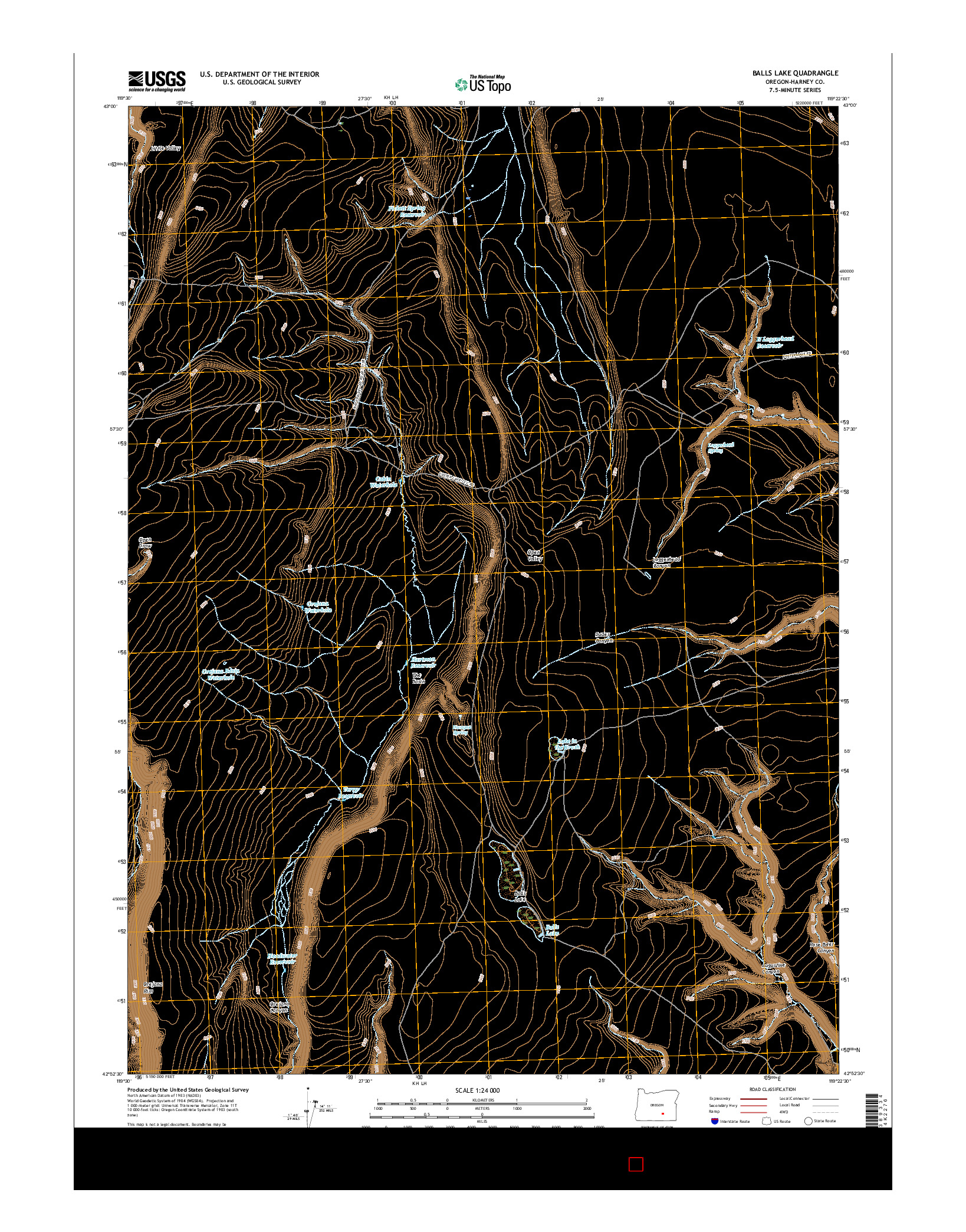 USGS US TOPO 7.5-MINUTE MAP FOR BALLS LAKE, OR 2017