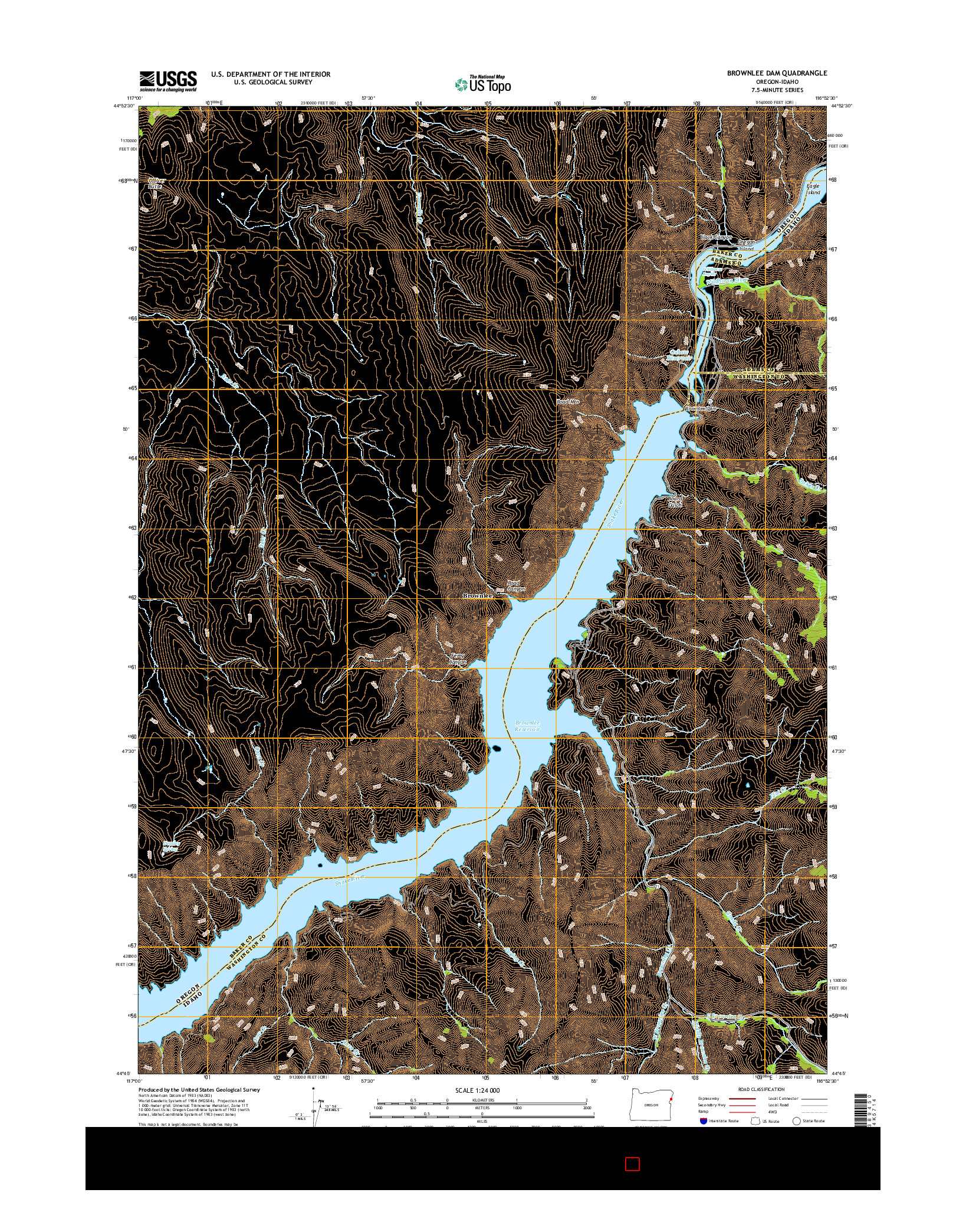 USGS US TOPO 7.5-MINUTE MAP FOR BROWNLEE DAM, OR-ID 2017