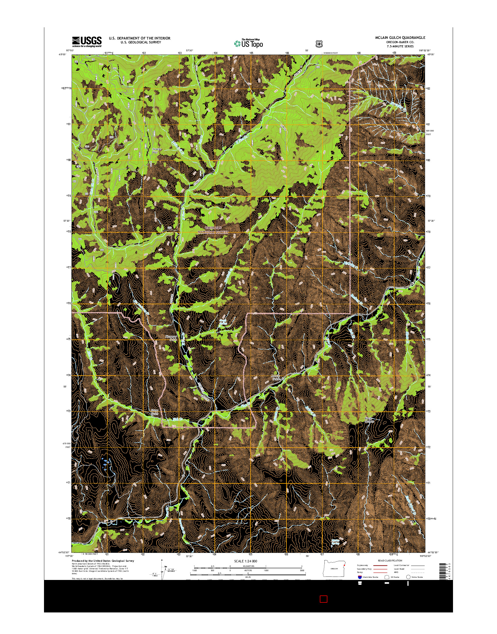 USGS US TOPO 7.5-MINUTE MAP FOR MCLAIN GULCH, OR 2017