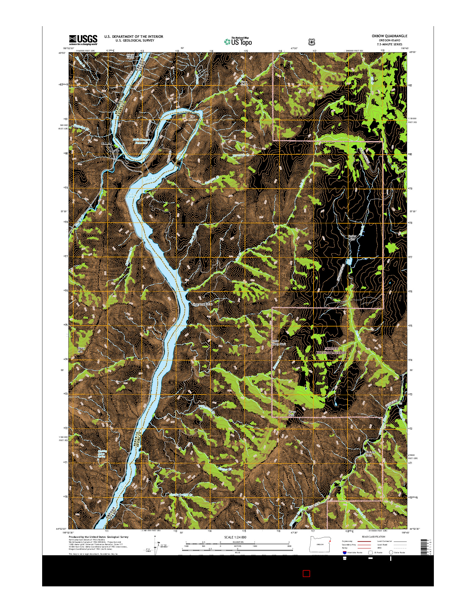 USGS US TOPO 7.5-MINUTE MAP FOR OXBOW, OR-ID 2017