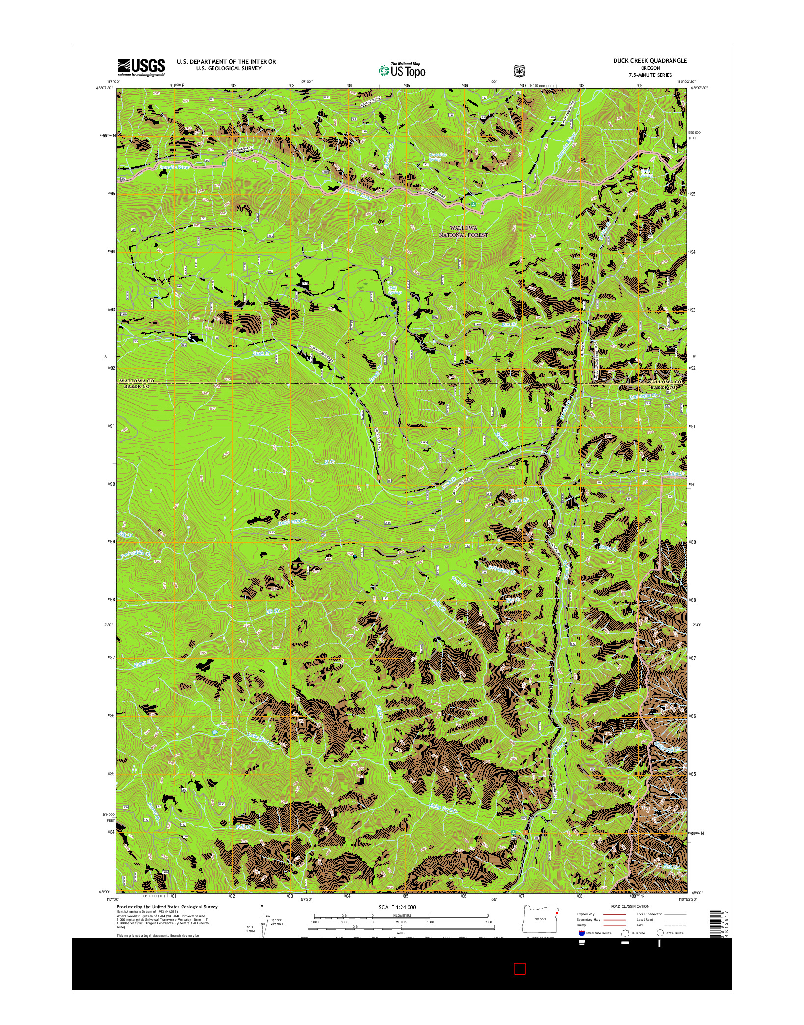 USGS US TOPO 7.5-MINUTE MAP FOR DUCK CREEK, OR 2017