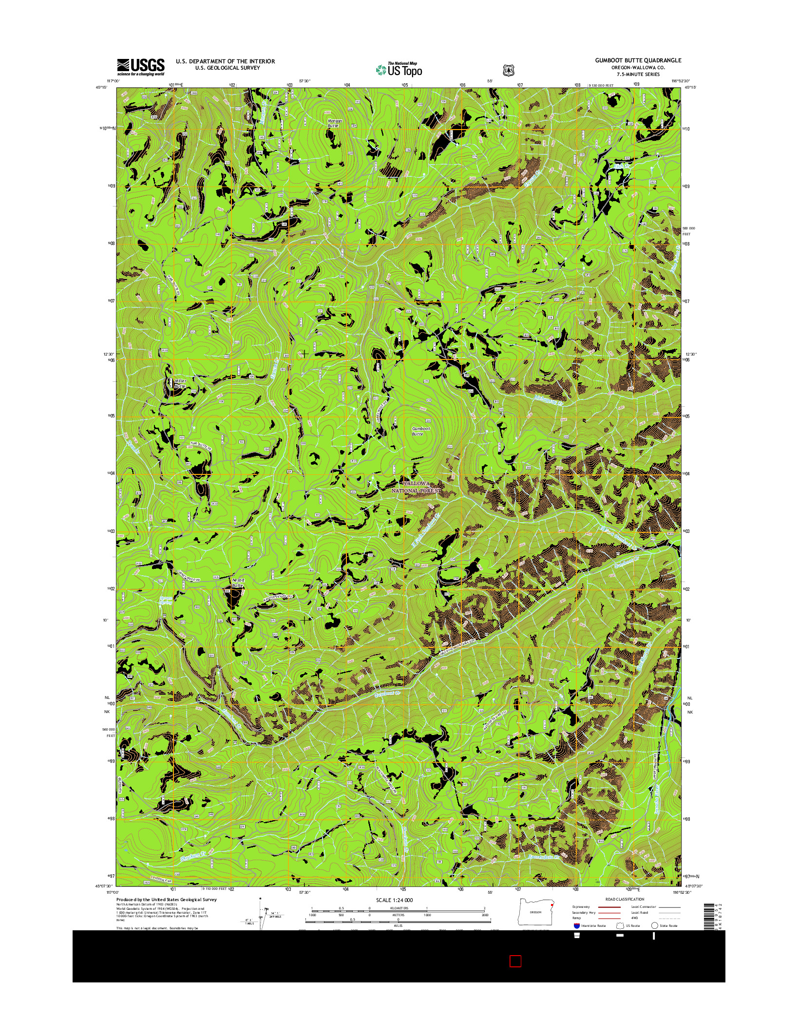USGS US TOPO 7.5-MINUTE MAP FOR GUMBOOT BUTTE, OR 2017