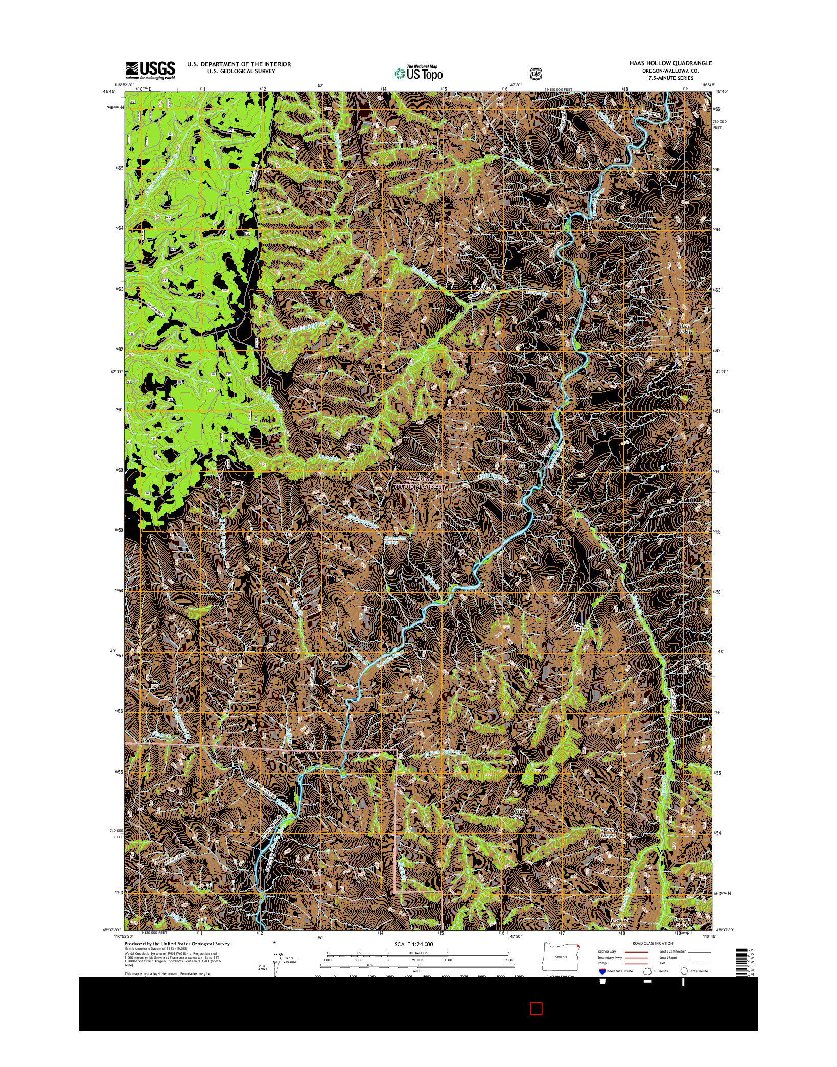 USGS US TOPO 7.5-MINUTE MAP FOR HAAS HOLLOW, OR 2017