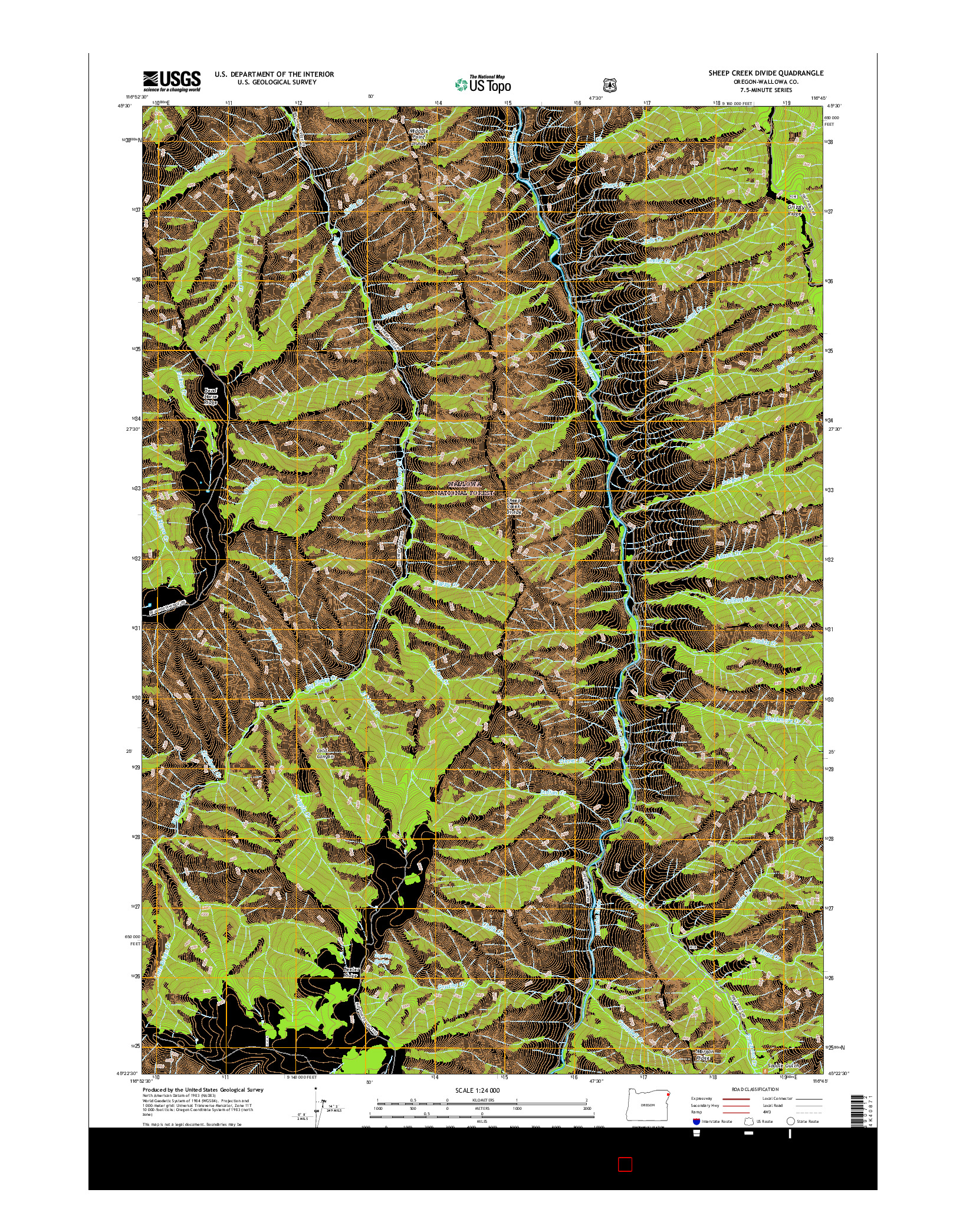 USGS US TOPO 7.5-MINUTE MAP FOR SHEEP CREEK DIVIDE, OR 2017