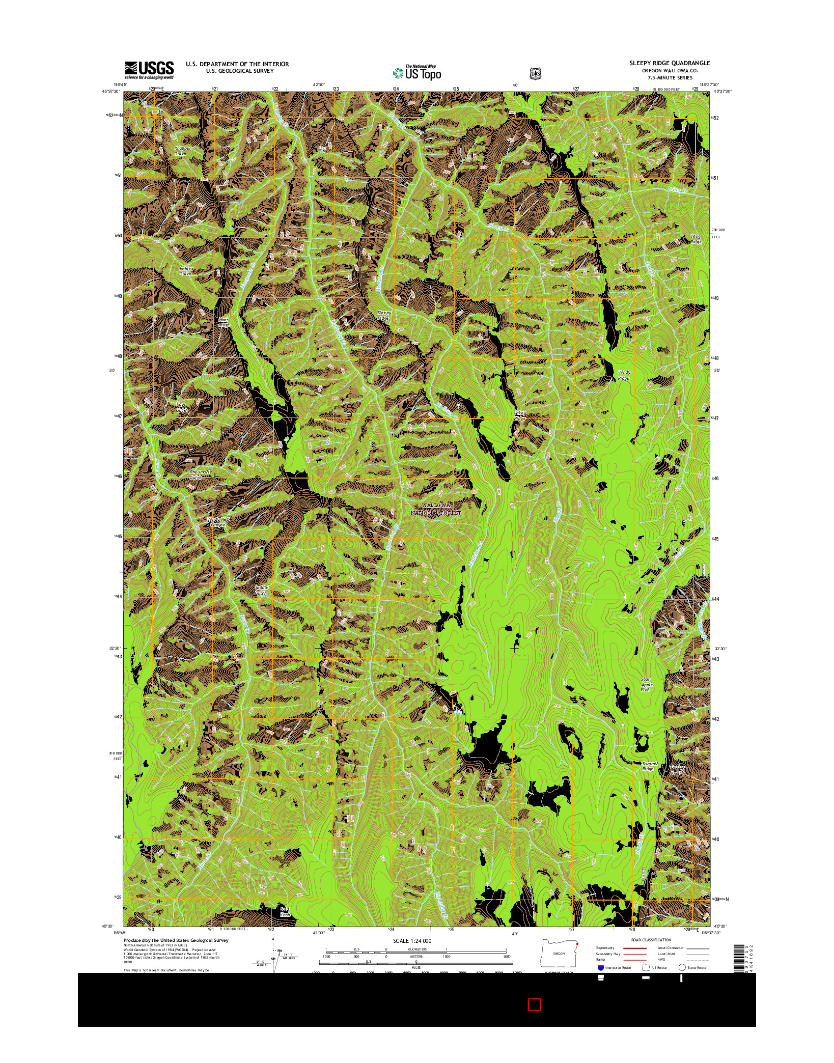 USGS US TOPO 7.5-MINUTE MAP FOR SLEEPY RIDGE, OR 2017