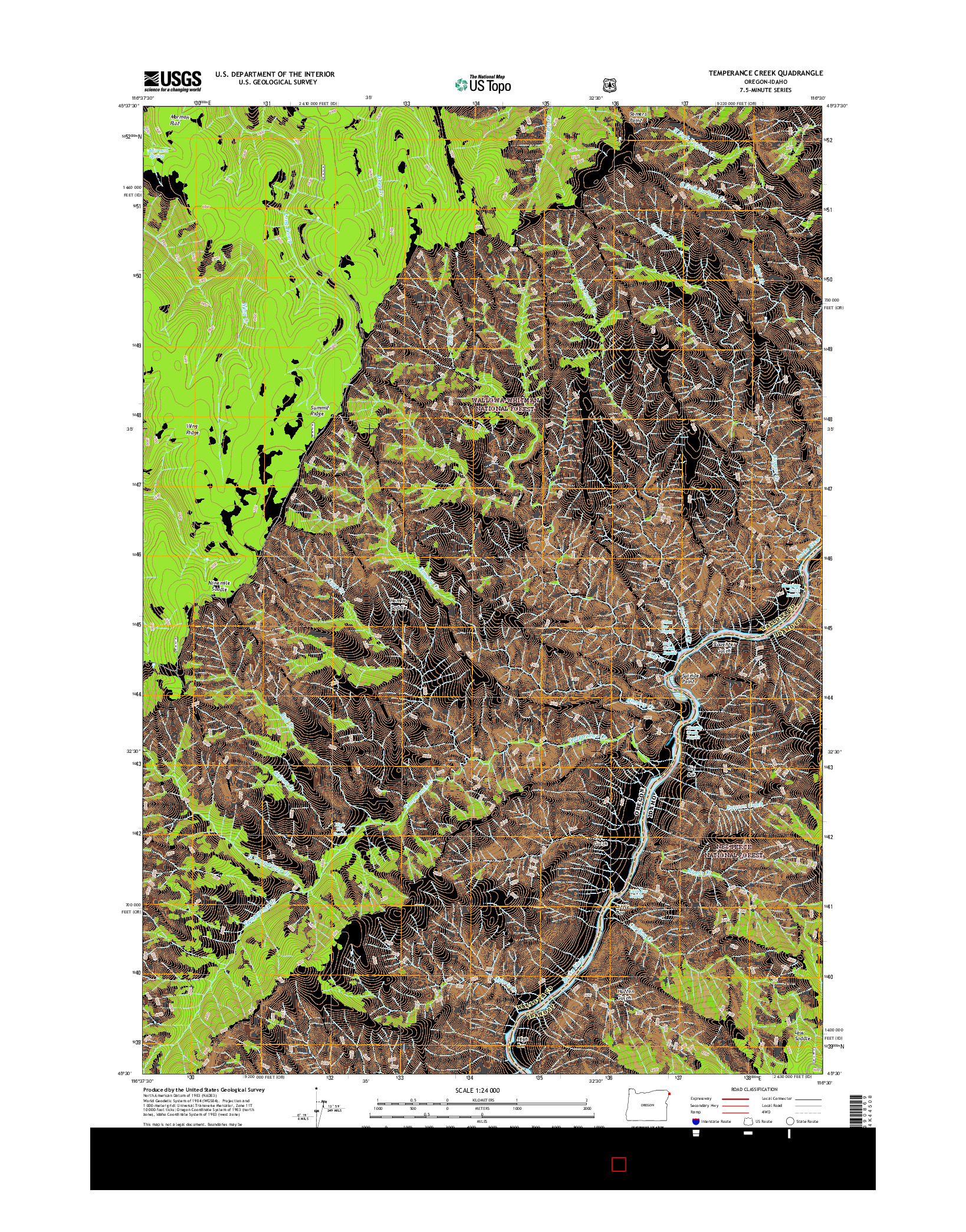 USGS US TOPO 7.5-MINUTE MAP FOR TEMPERANCE CREEK, OR-ID 2017