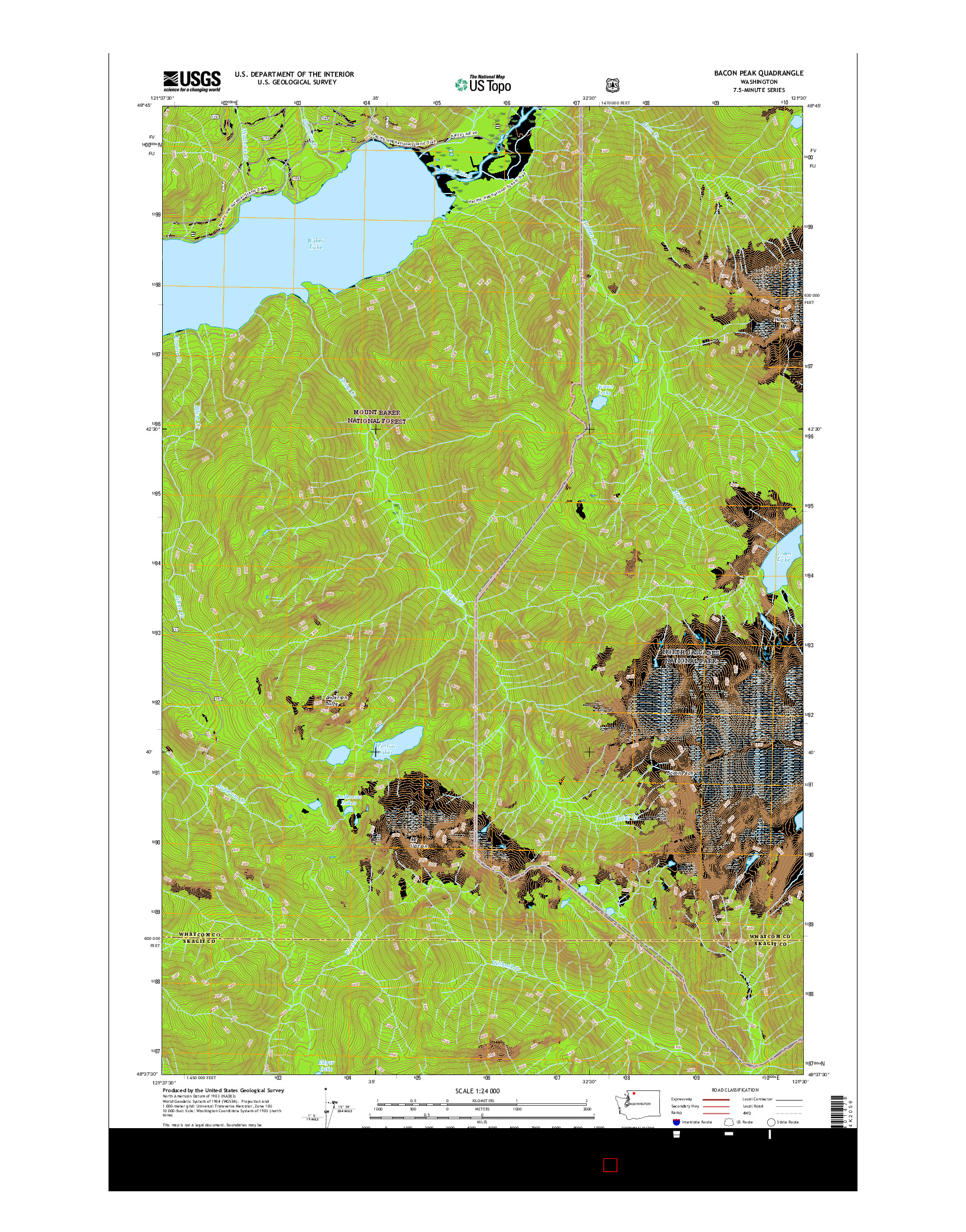 USGS US TOPO 7.5-MINUTE MAP FOR BACON PEAK, WA 2017