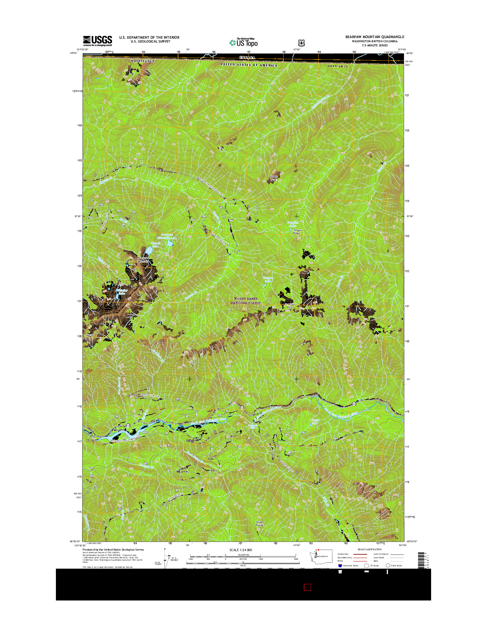 USGS US TOPO 7.5-MINUTE MAP FOR BEARPAW MOUNTAIN, WA-BC 2017