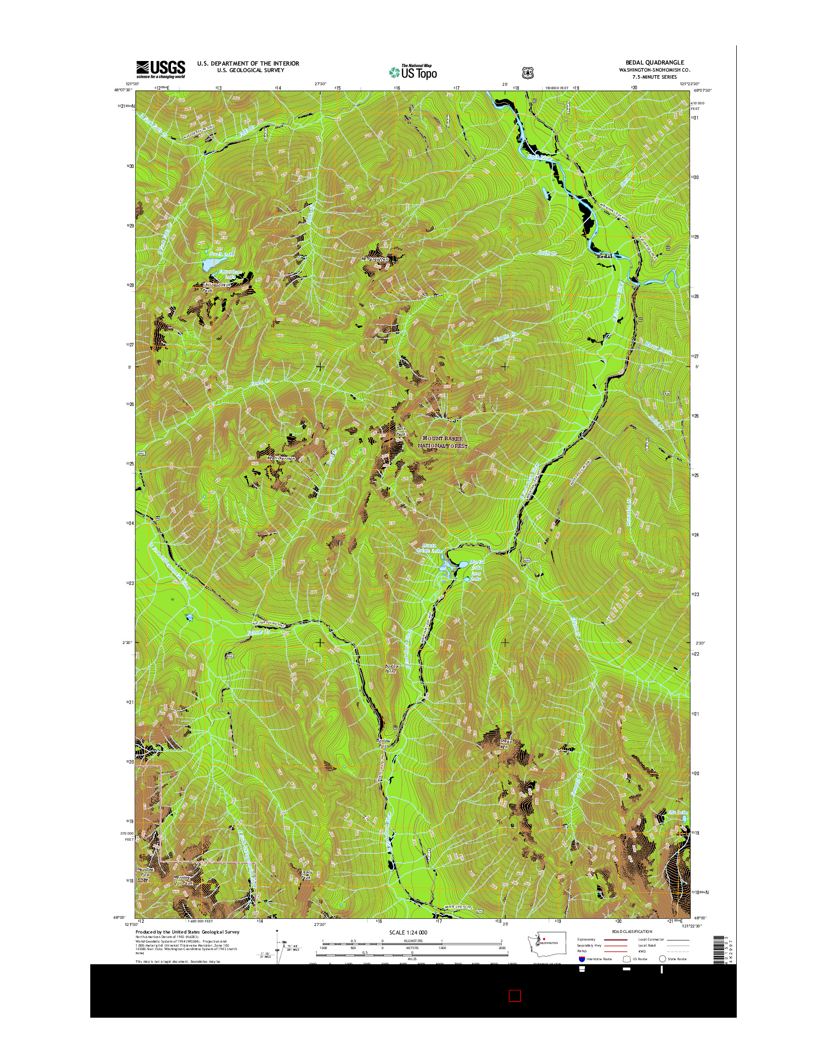 USGS US TOPO 7.5-MINUTE MAP FOR BEDAL, WA 2017