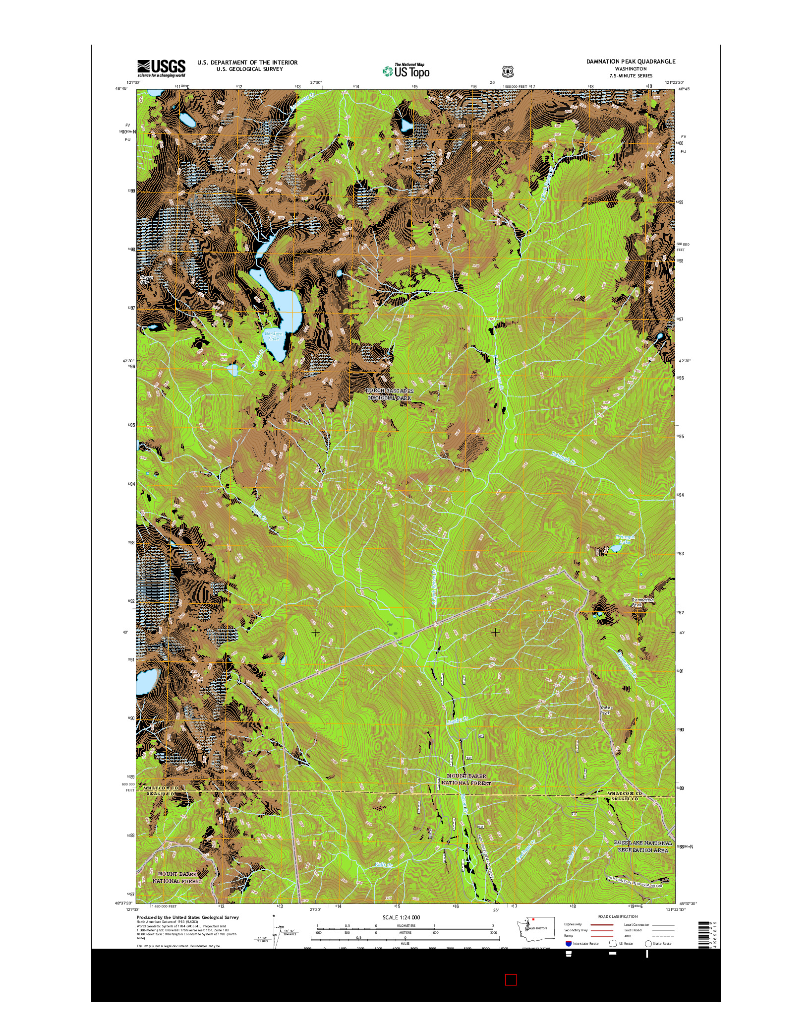 USGS US TOPO 7.5-MINUTE MAP FOR DAMNATION PEAK, WA 2017