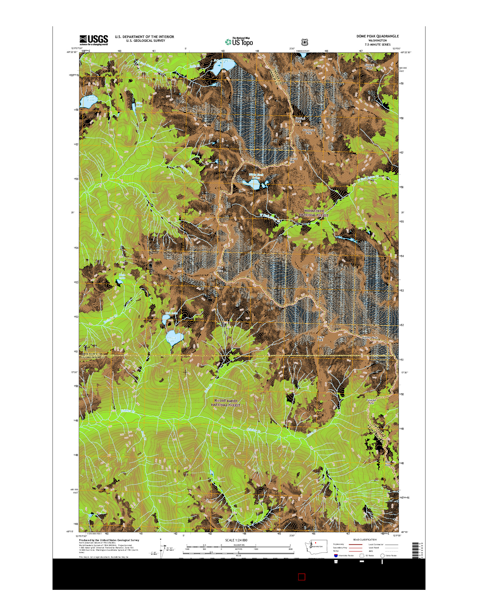 USGS US TOPO 7.5-MINUTE MAP FOR DOME PEAK, WA 2017