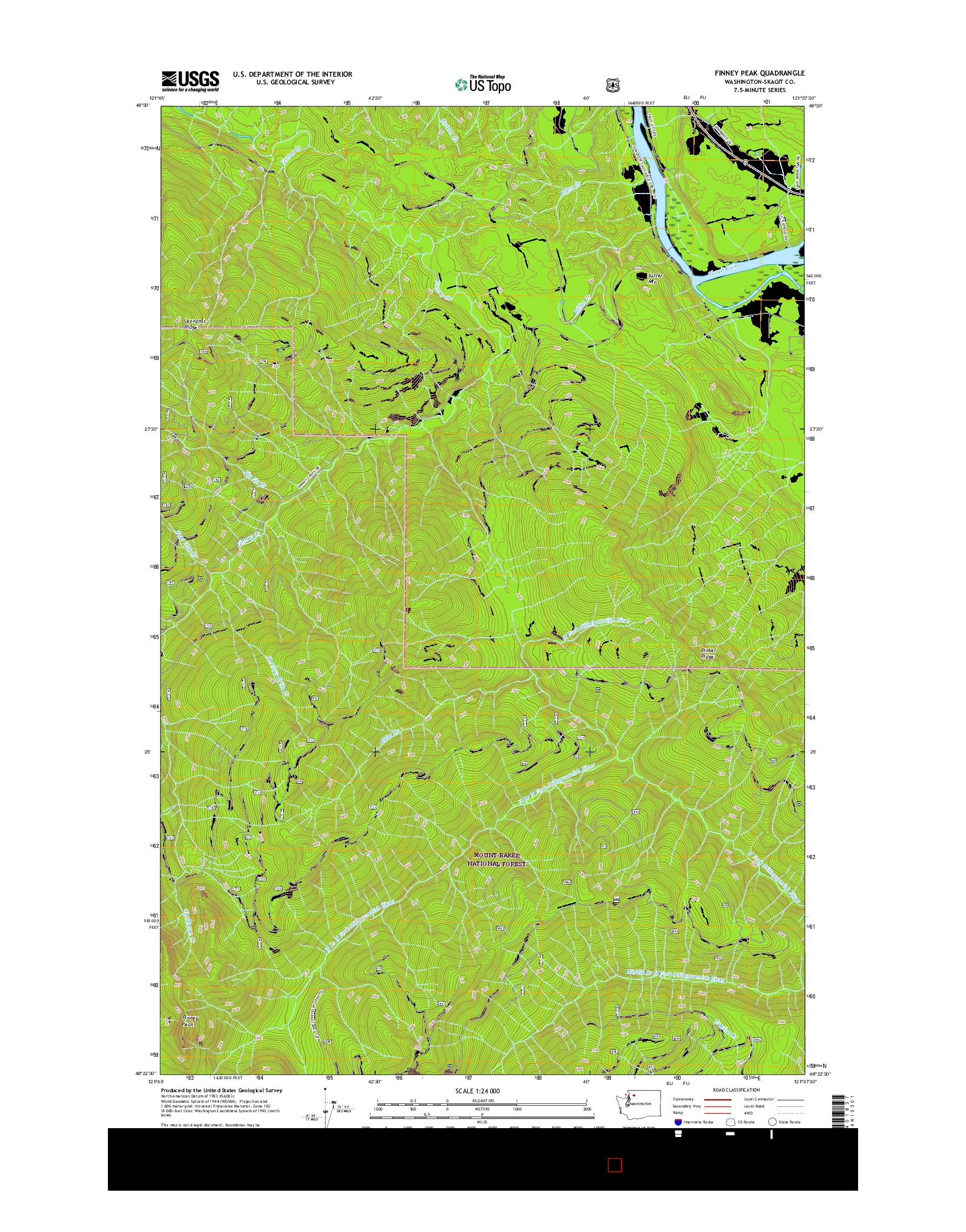 USGS US TOPO 7.5-MINUTE MAP FOR FINNEY PEAK, WA 2017