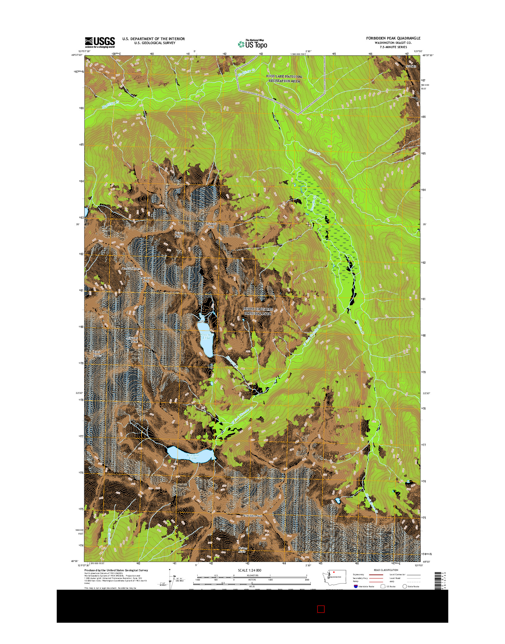 USGS US TOPO 7.5-MINUTE MAP FOR FORBIDDEN PEAK, WA 2017