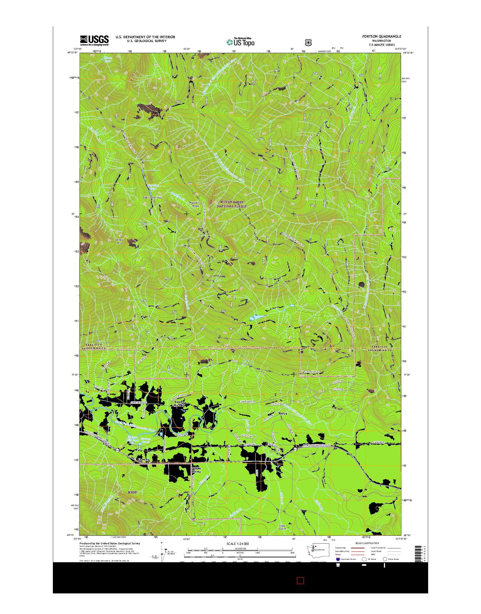 USGS US TOPO 7.5-MINUTE MAP FOR FORTSON, WA 2017