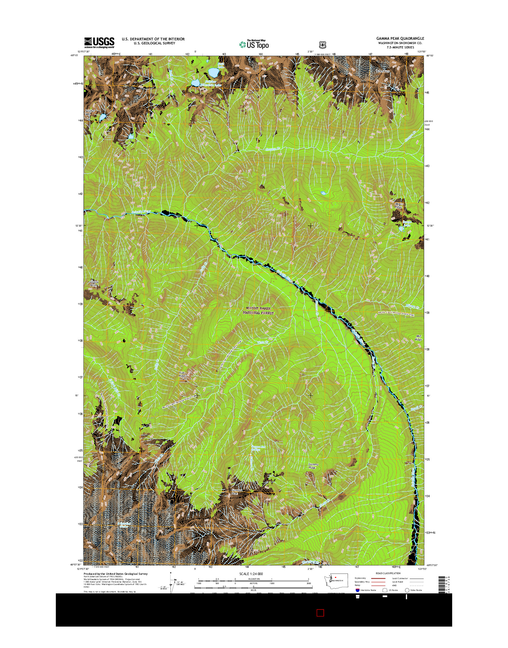 USGS US TOPO 7.5-MINUTE MAP FOR GAMMA PEAK, WA 2017