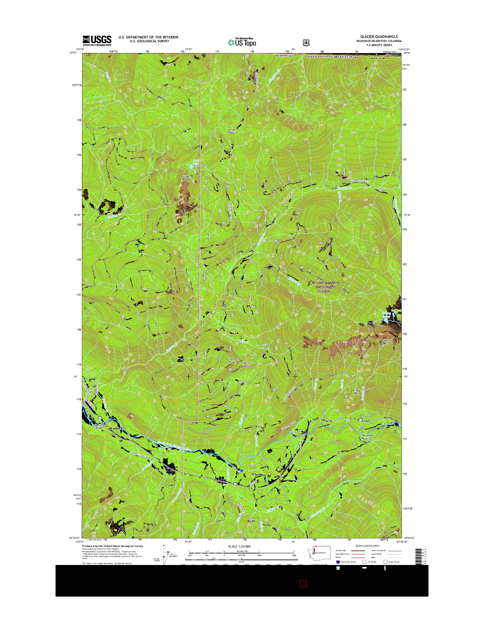 USGS US TOPO 7.5-MINUTE MAP FOR GLACIER, WA-BC 2017