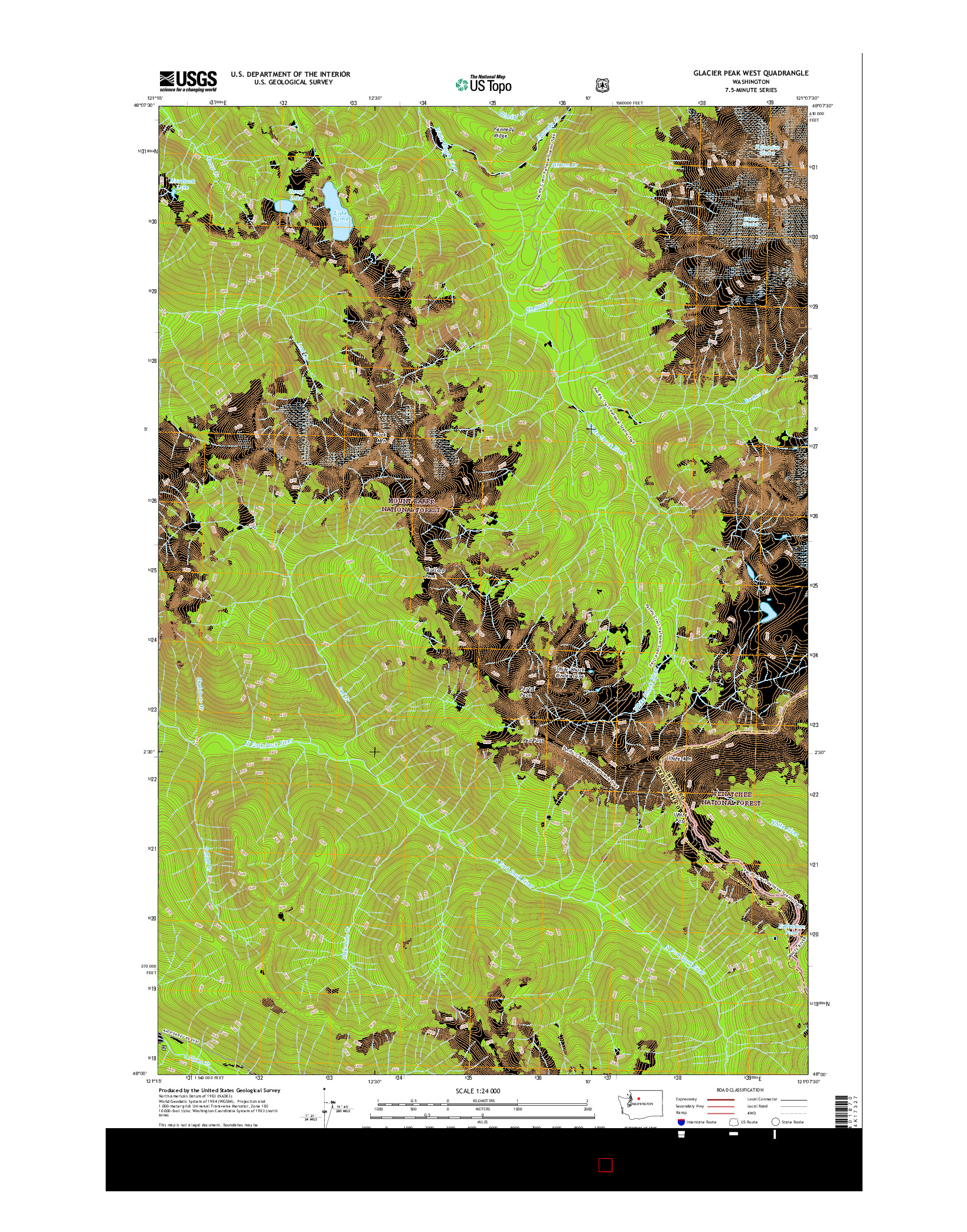 USGS US TOPO 7.5-MINUTE MAP FOR GLACIER PEAK WEST, WA 2017