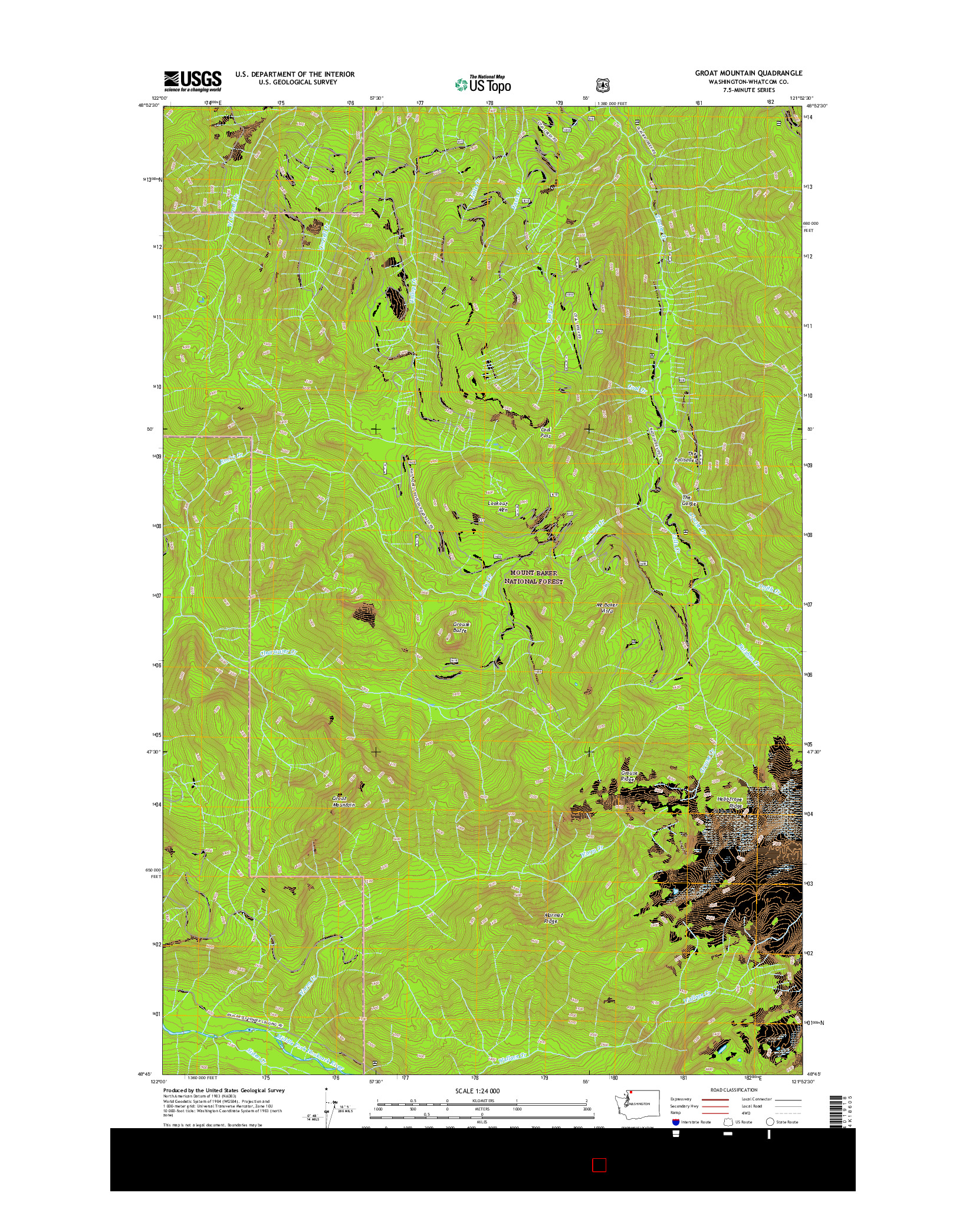 USGS US TOPO 7.5-MINUTE MAP FOR GROAT MOUNTAIN, WA 2017