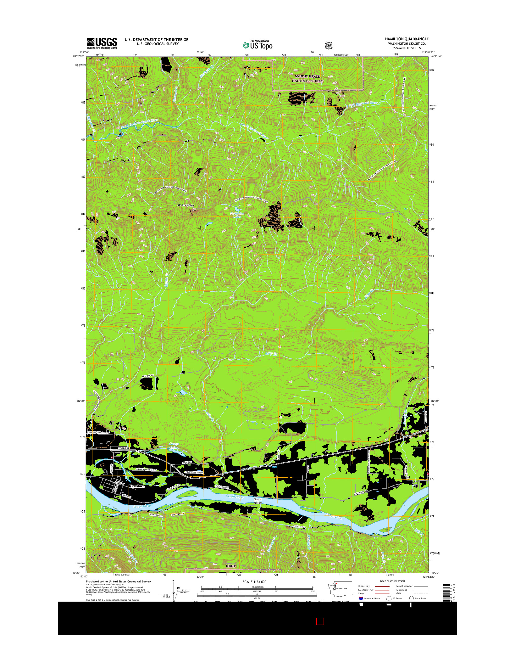 USGS US TOPO 7.5-MINUTE MAP FOR HAMILTON, WA 2017