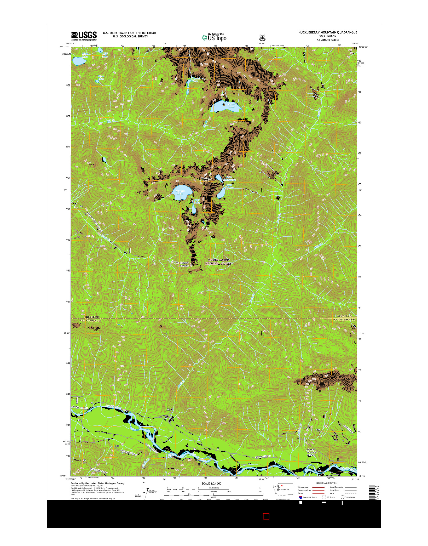 USGS US TOPO 7.5-MINUTE MAP FOR HUCKLEBERRY MOUNTAIN, WA 2017