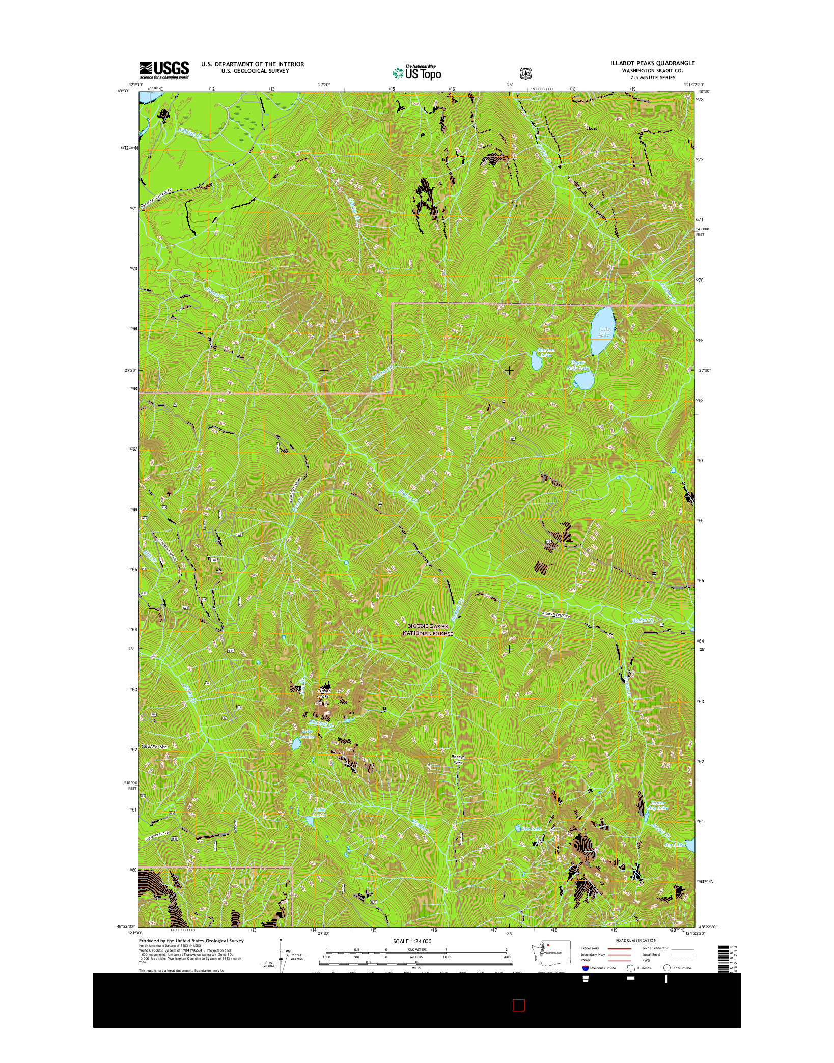 USGS US TOPO 7.5-MINUTE MAP FOR ILLABOT PEAKS, WA 2017