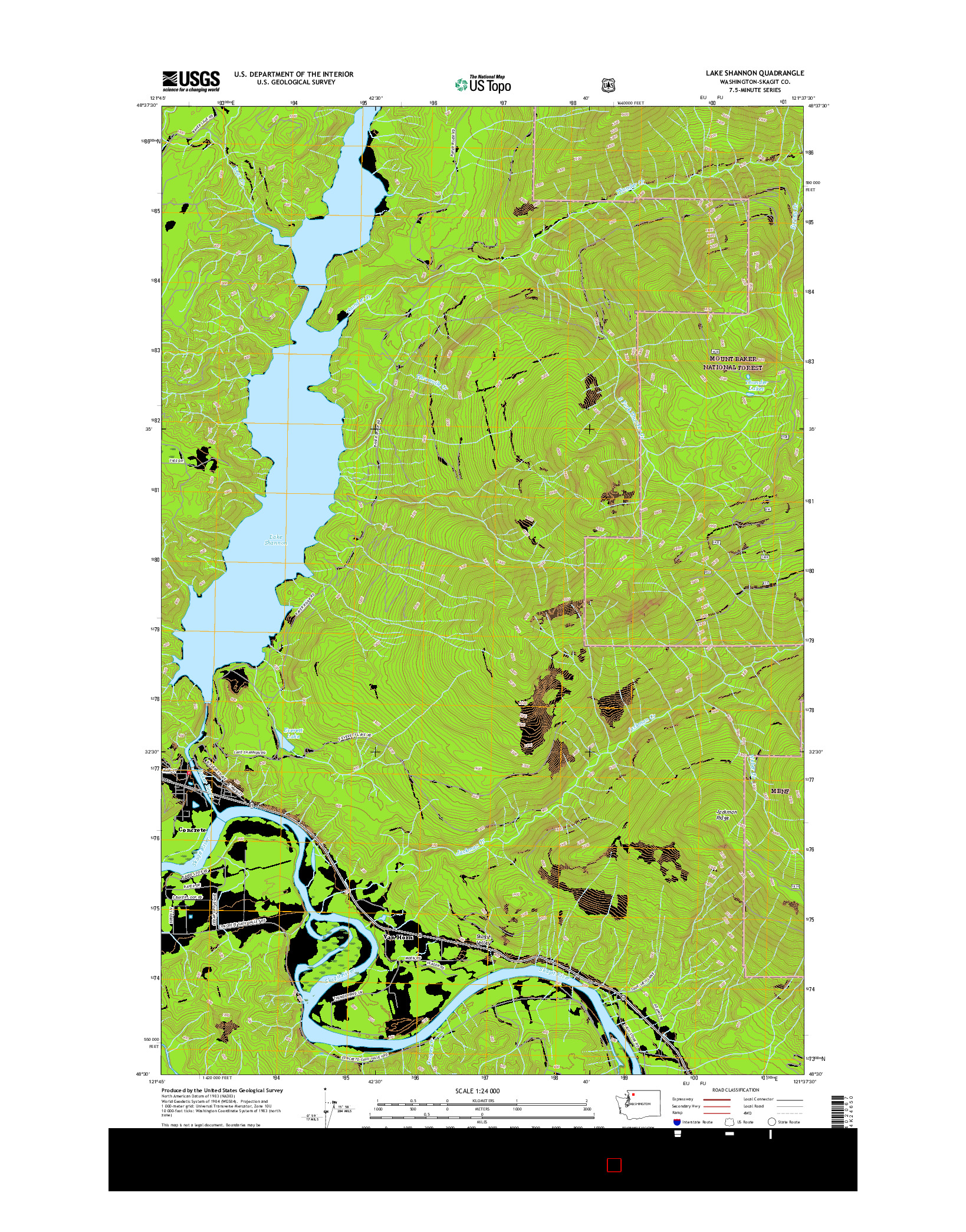 USGS US TOPO 7.5-MINUTE MAP FOR LAKE SHANNON, WA 2017