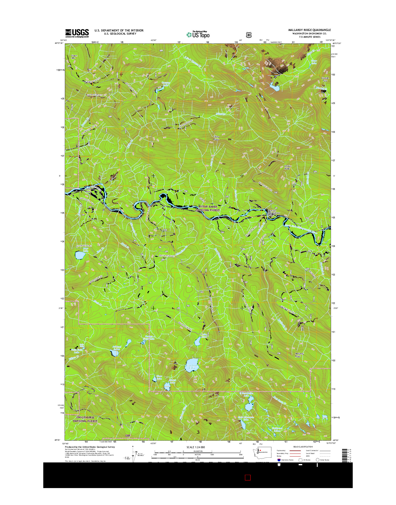 USGS US TOPO 7.5-MINUTE MAP FOR MALLARDY RIDGE, WA 2017