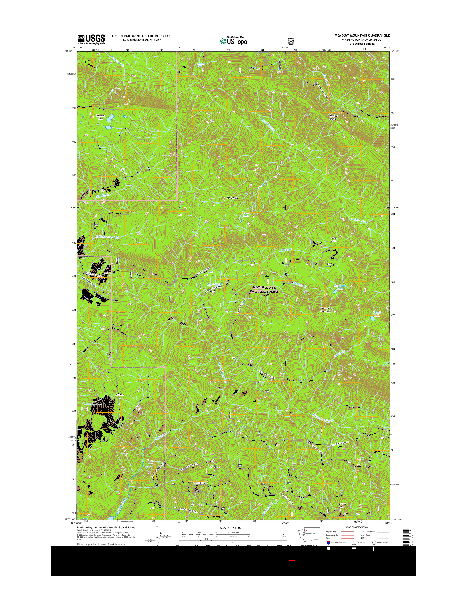 USGS US TOPO 7.5-MINUTE MAP FOR MEADOW MOUNTAIN, WA 2017