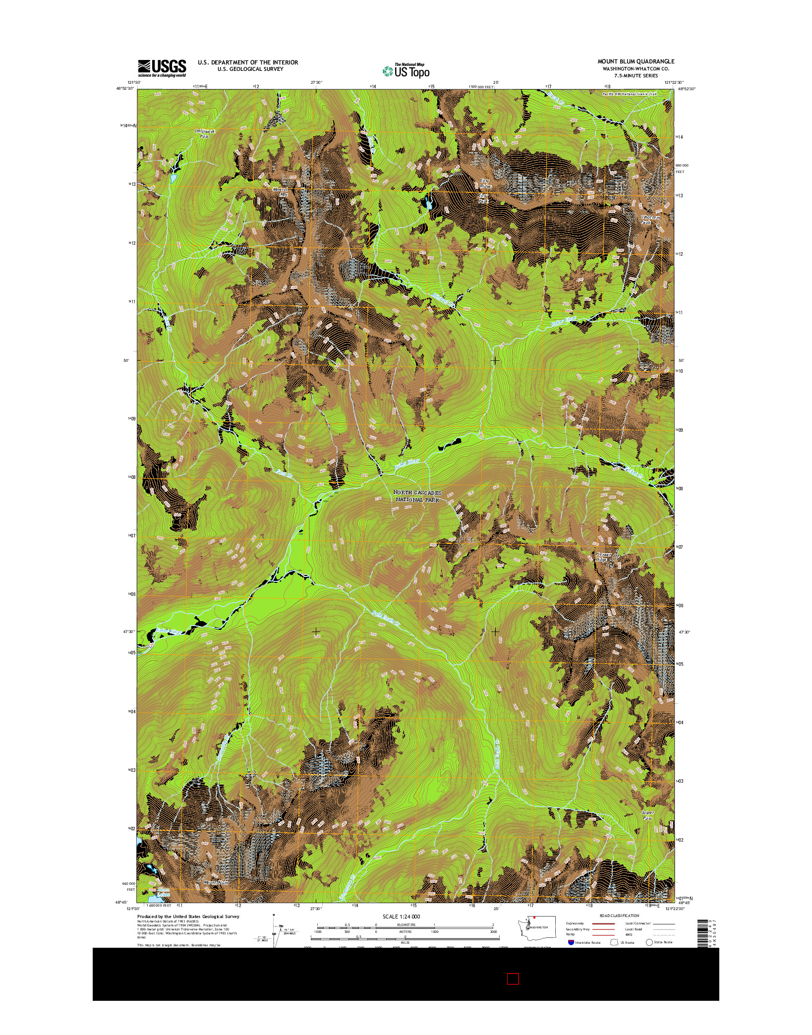 USGS US TOPO 7.5-MINUTE MAP FOR MOUNT BLUM, WA 2017