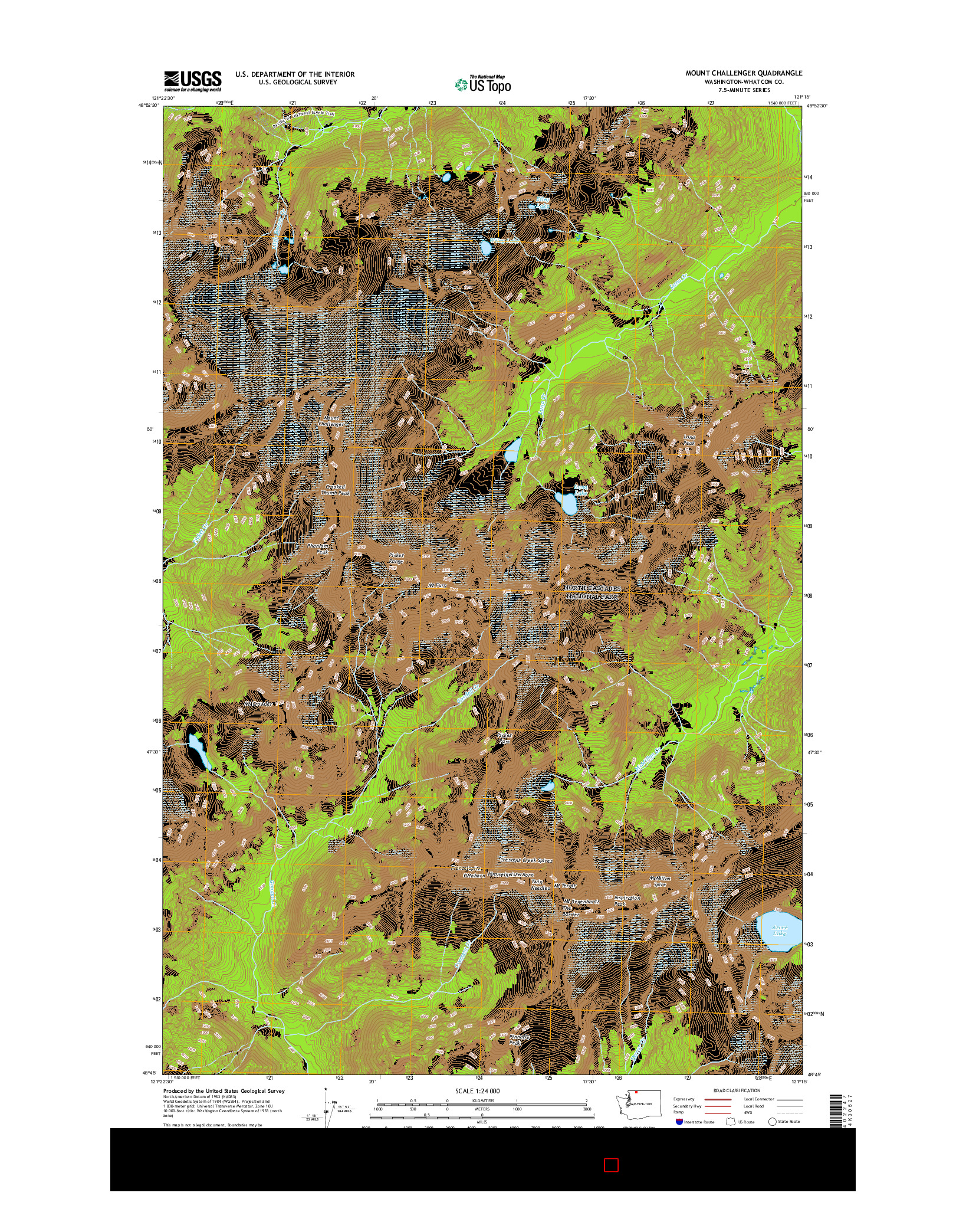 USGS US TOPO 7.5-MINUTE MAP FOR MOUNT CHALLENGER, WA 2017