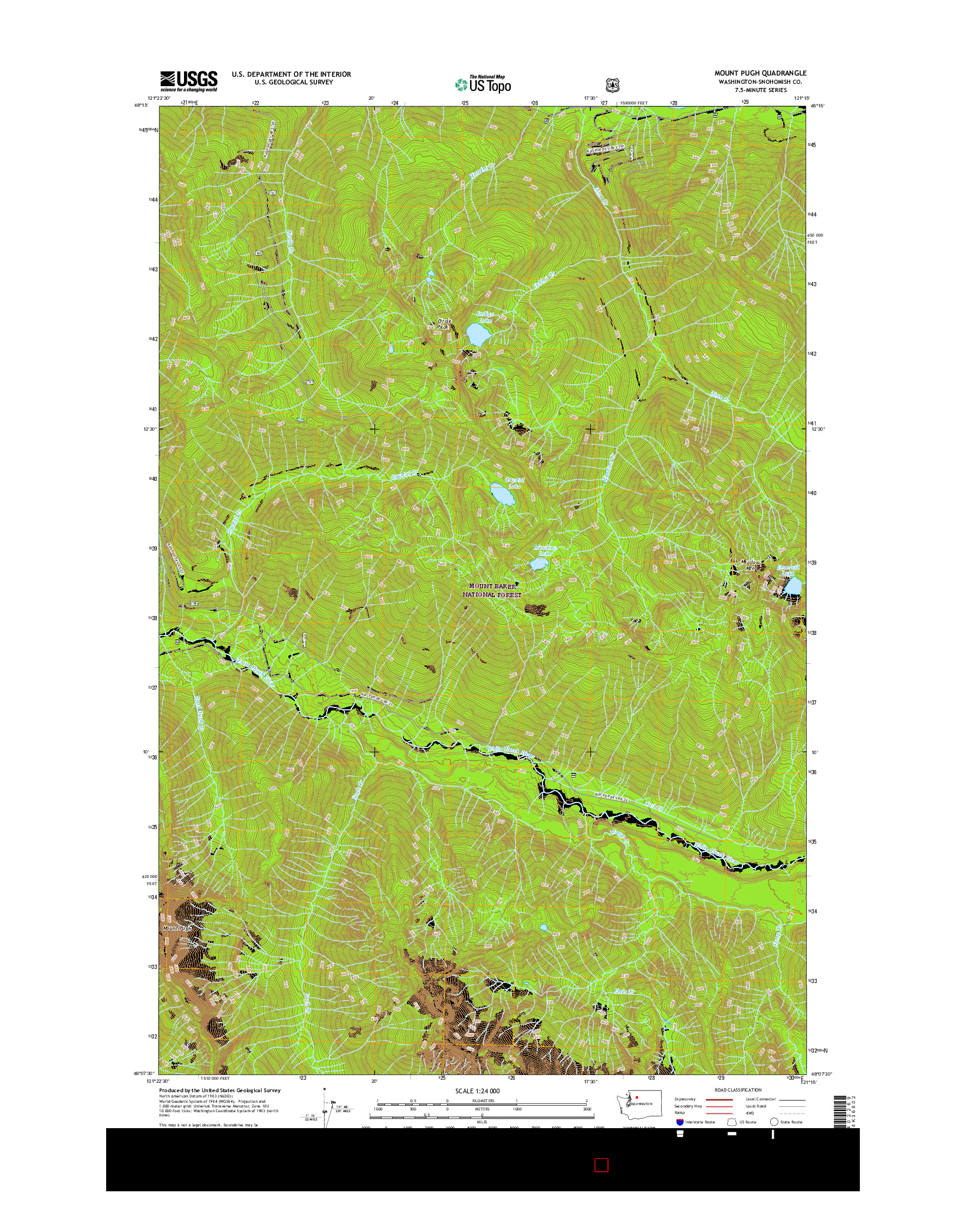 USGS US TOPO 7.5-MINUTE MAP FOR MOUNT PUGH, WA 2017